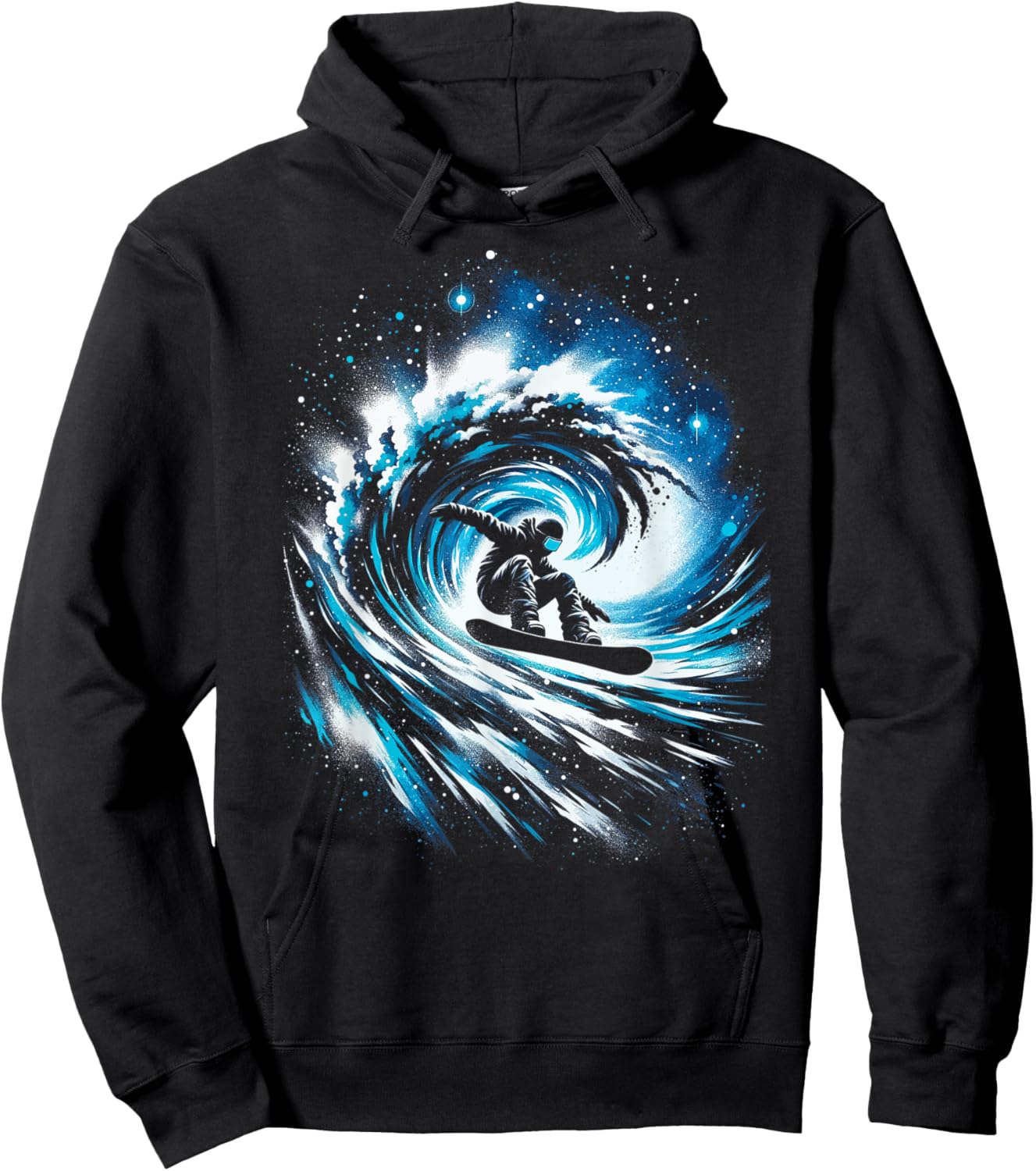 Snowboarding Surfing Snow Wave Abstract Snowboarder Surfer Hoodie - Hoodie | Black