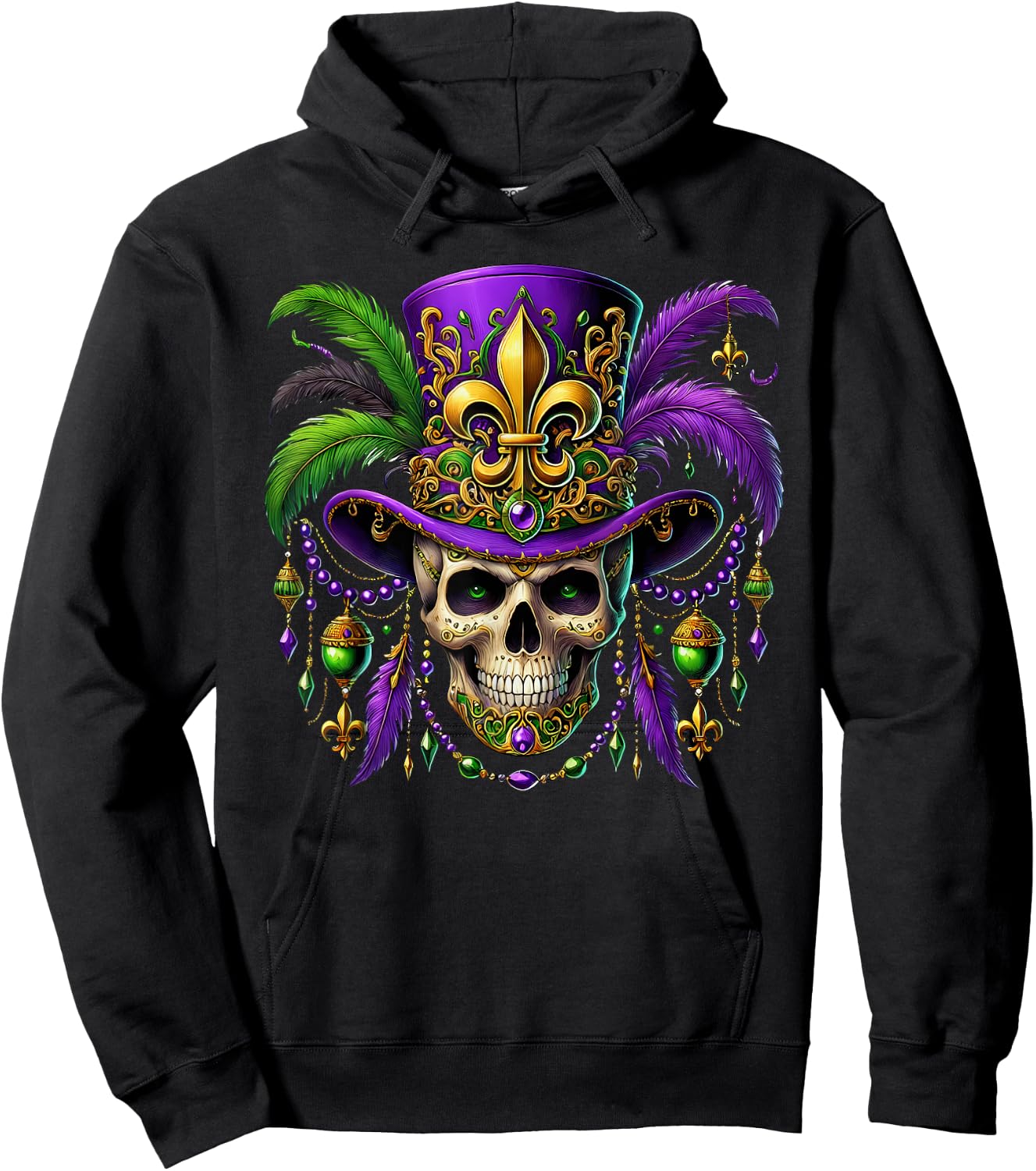 Mardi Gras Costume Sugar Skull Carnival Halloween Witch Men Hoodie - Hoodie | Black