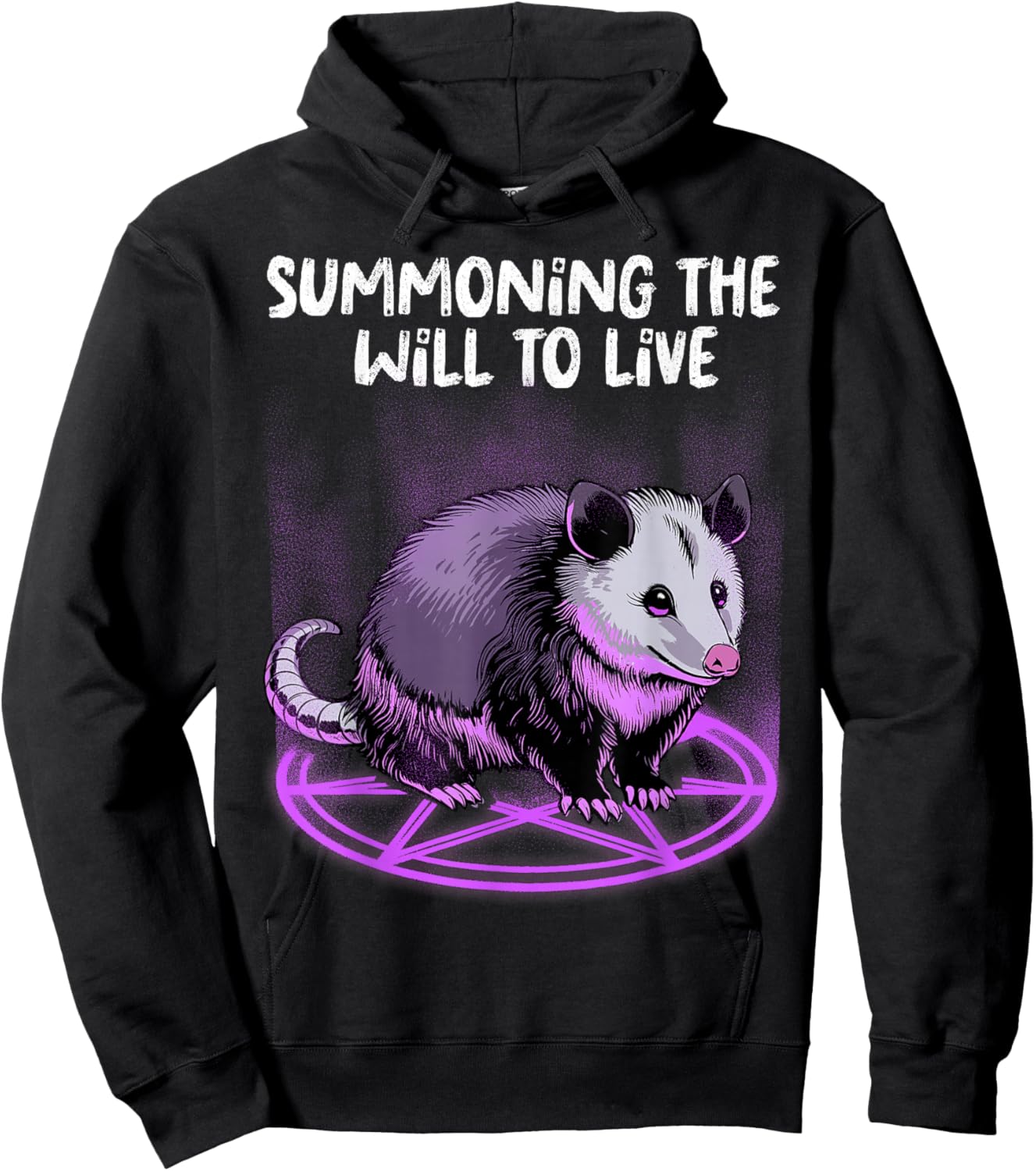 Opossum Shirt Summoning Demons Satanic Possum Pentagram Hoodie - Hoodie | Black