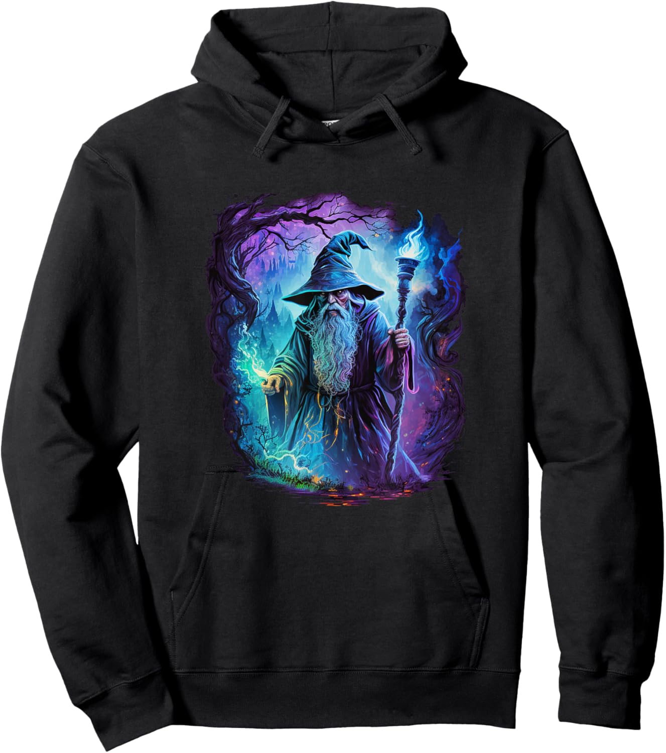 Retro Magical Wizard Fantasy Hoodie - Hoodie | Black