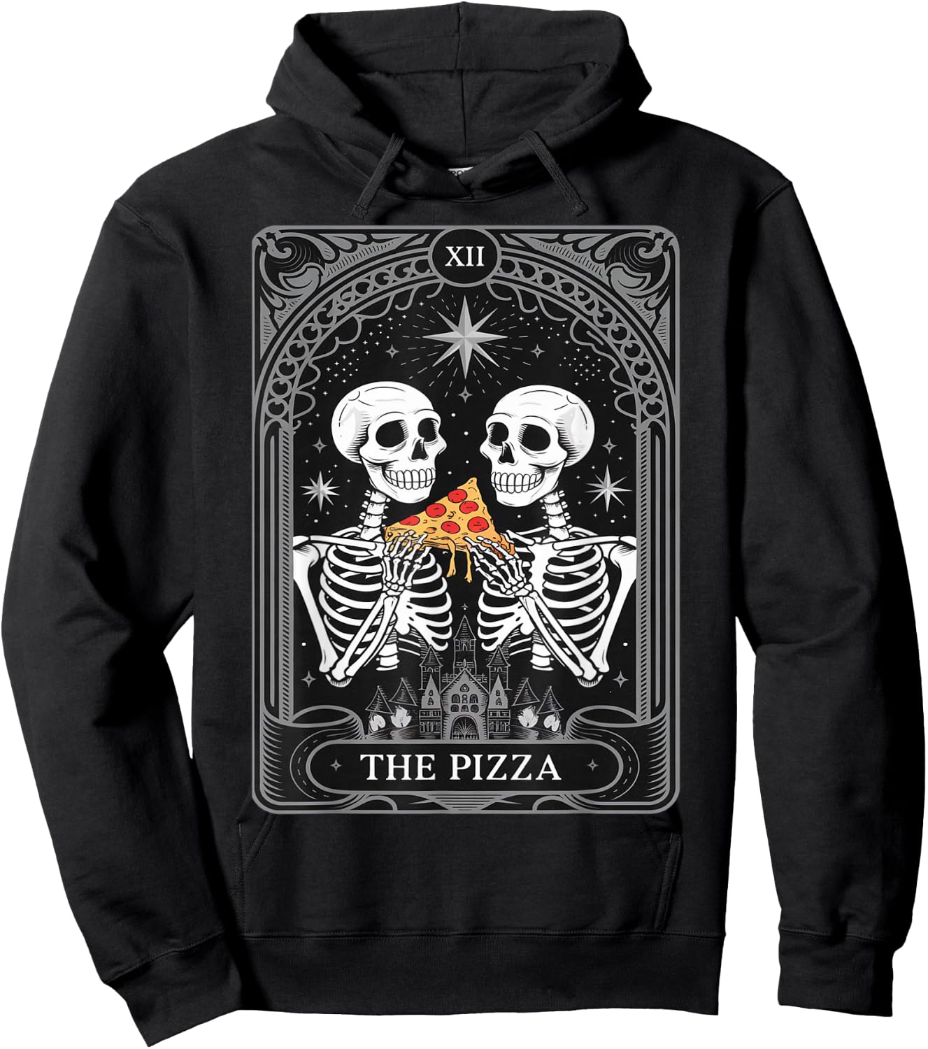 The Pizza Vintage Pizza Slice Tarot Card Hoodie - Hoodie | Black