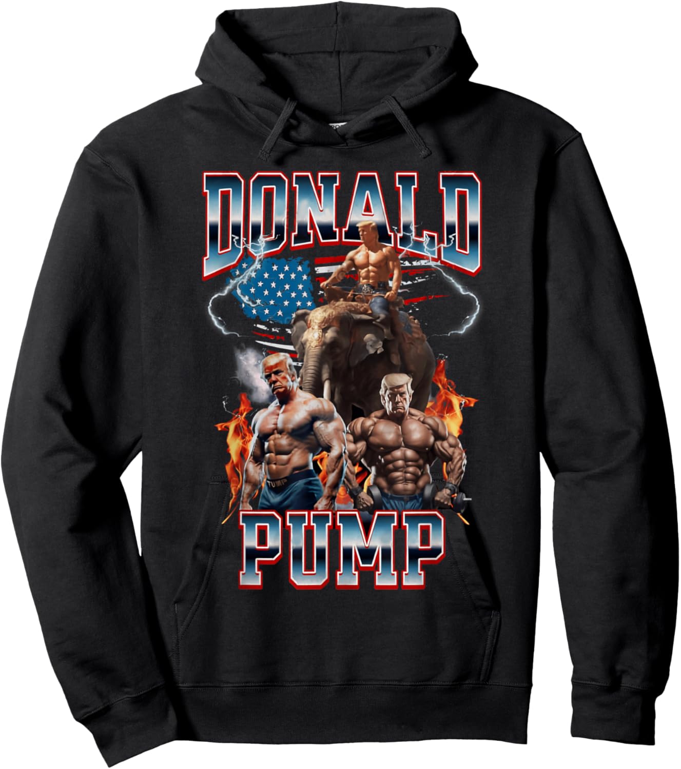 Donald Pump Vintage Gym Trump Meme Hoodie - Hoodie | Black