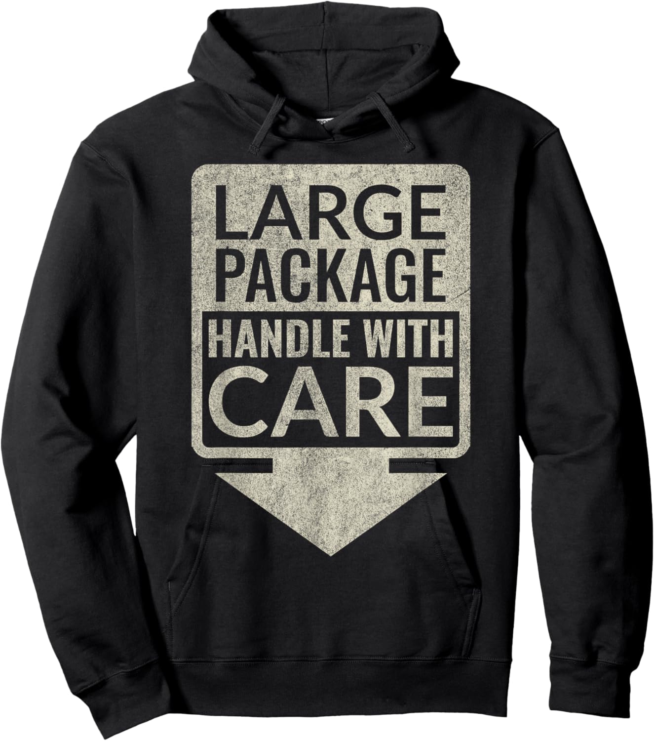 Large Package Handle With Care - Distressed aged look Hoodie - Hoodie | Black