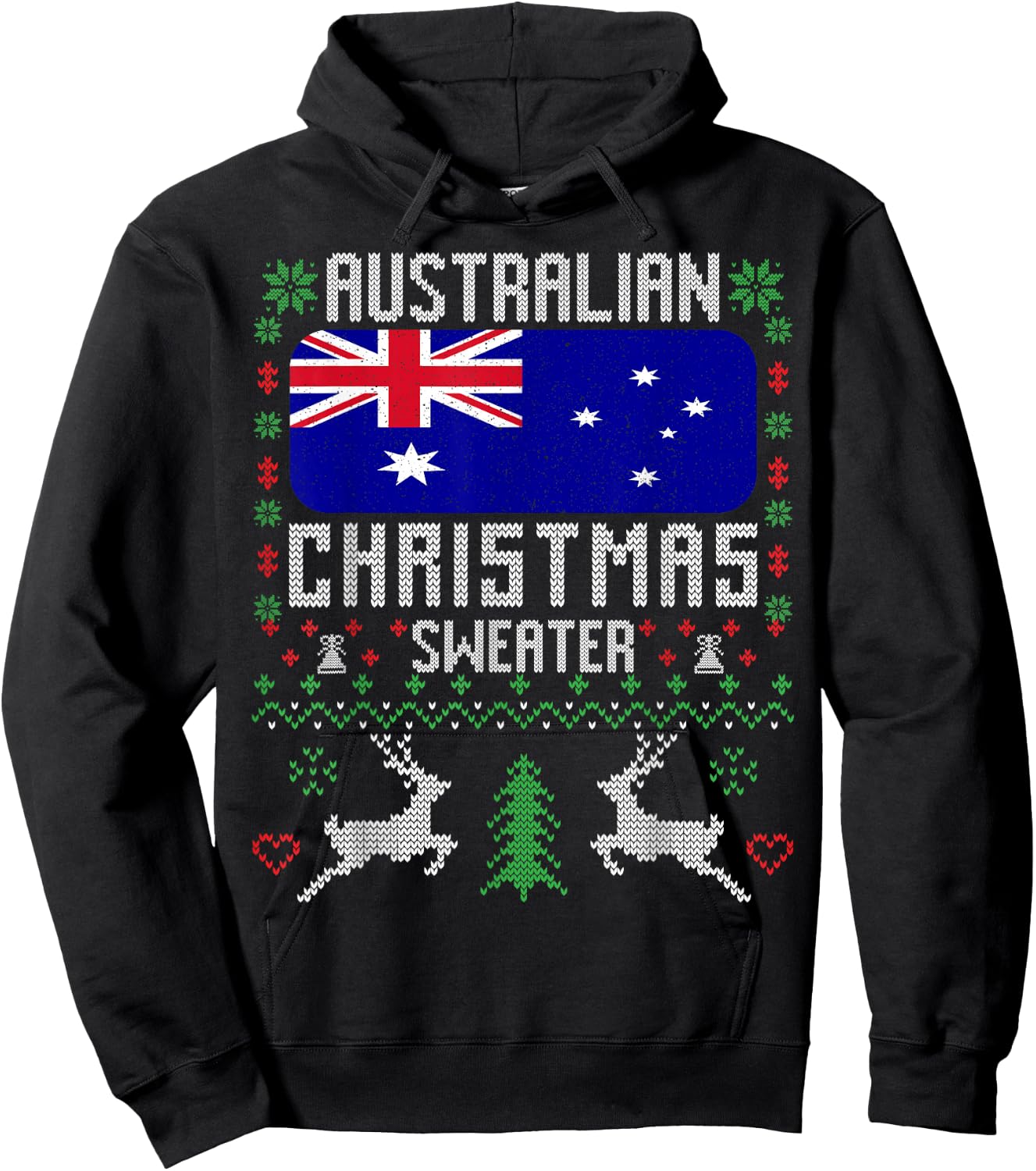 Australia Flag Australian Christmas Sweater Hoodie - Hoodie | Black