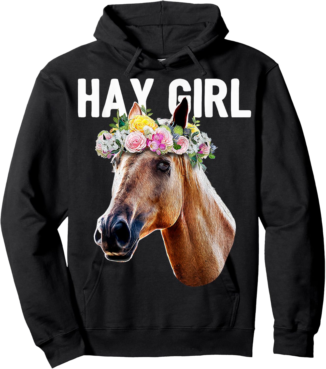 Hay Girl Floral Horse Horseback Riding Equestrian Farm Gift Hoodie - Hoodie | Black