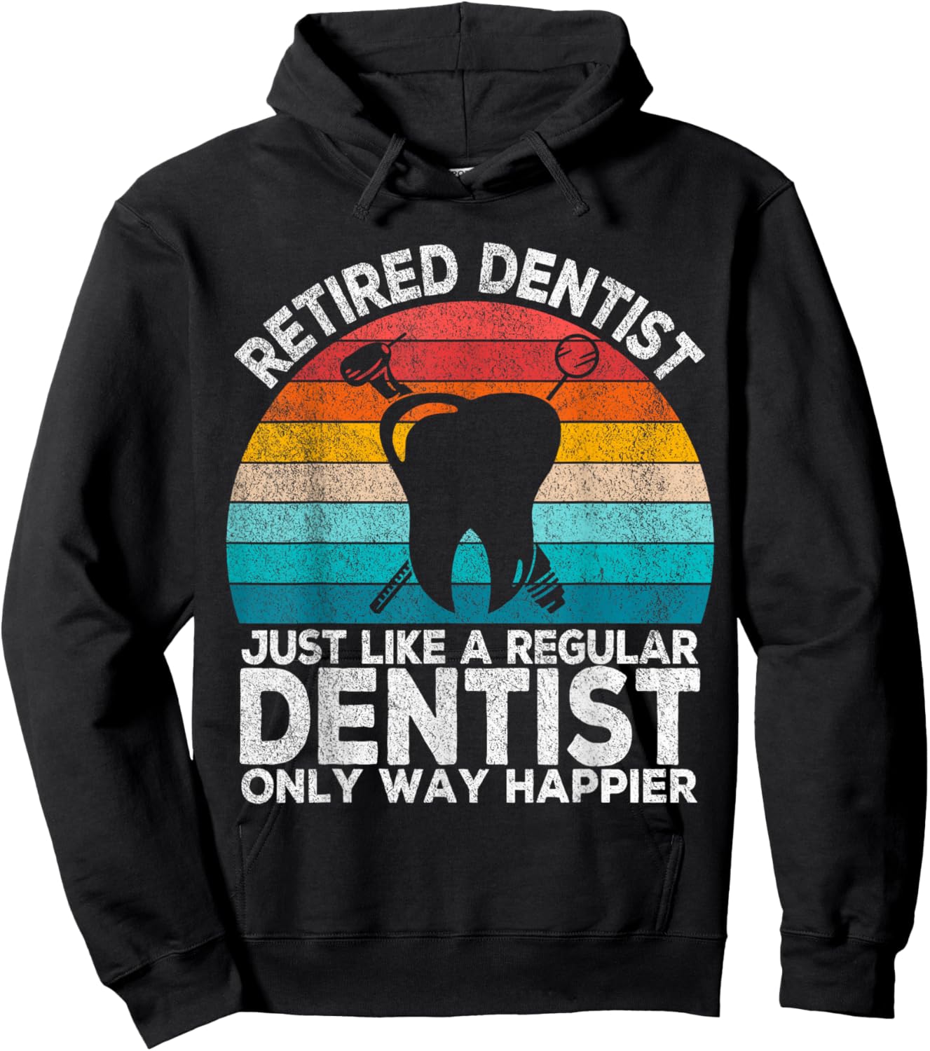 Retired Dentist Just Like A Normal Dentist Retro Hoodie - Hoodie | Black