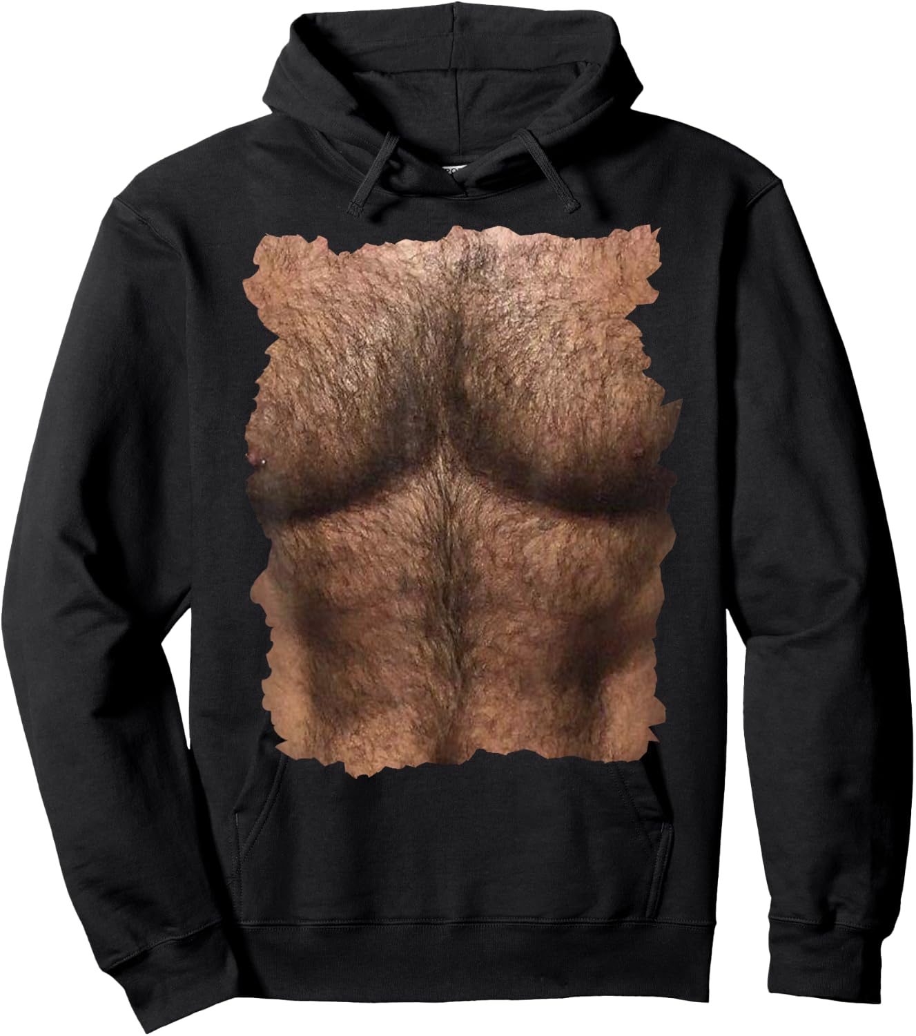 Hairy Chest with Man's Six Pack Funny Hoodie - Hoodie | Black