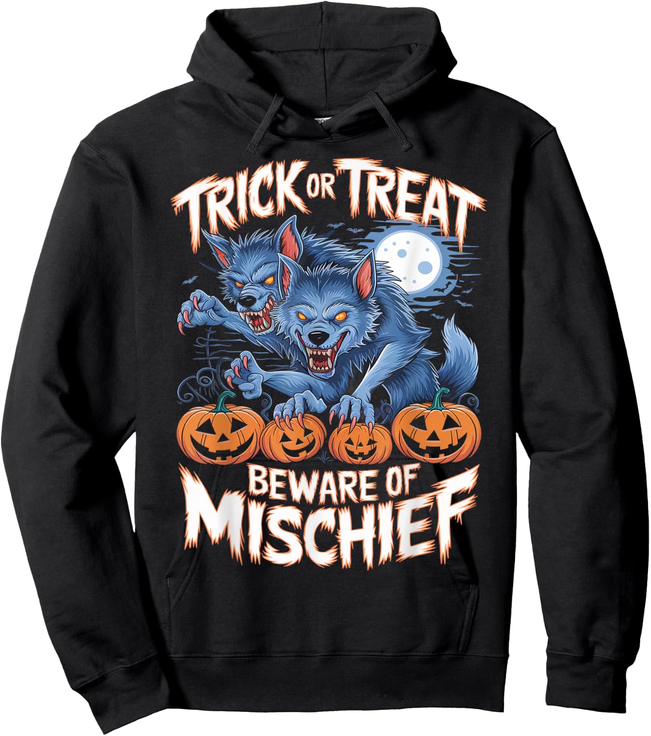 Vintage Horror Werewolf Halloween Hoodie - Hoodie | Black