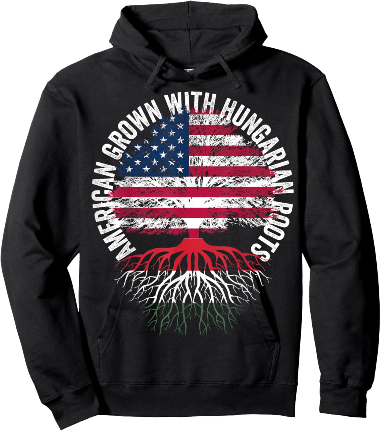 American Grown Hungarian Roots,Family heritage USA Hungary Hoodie - Hoodie | Black