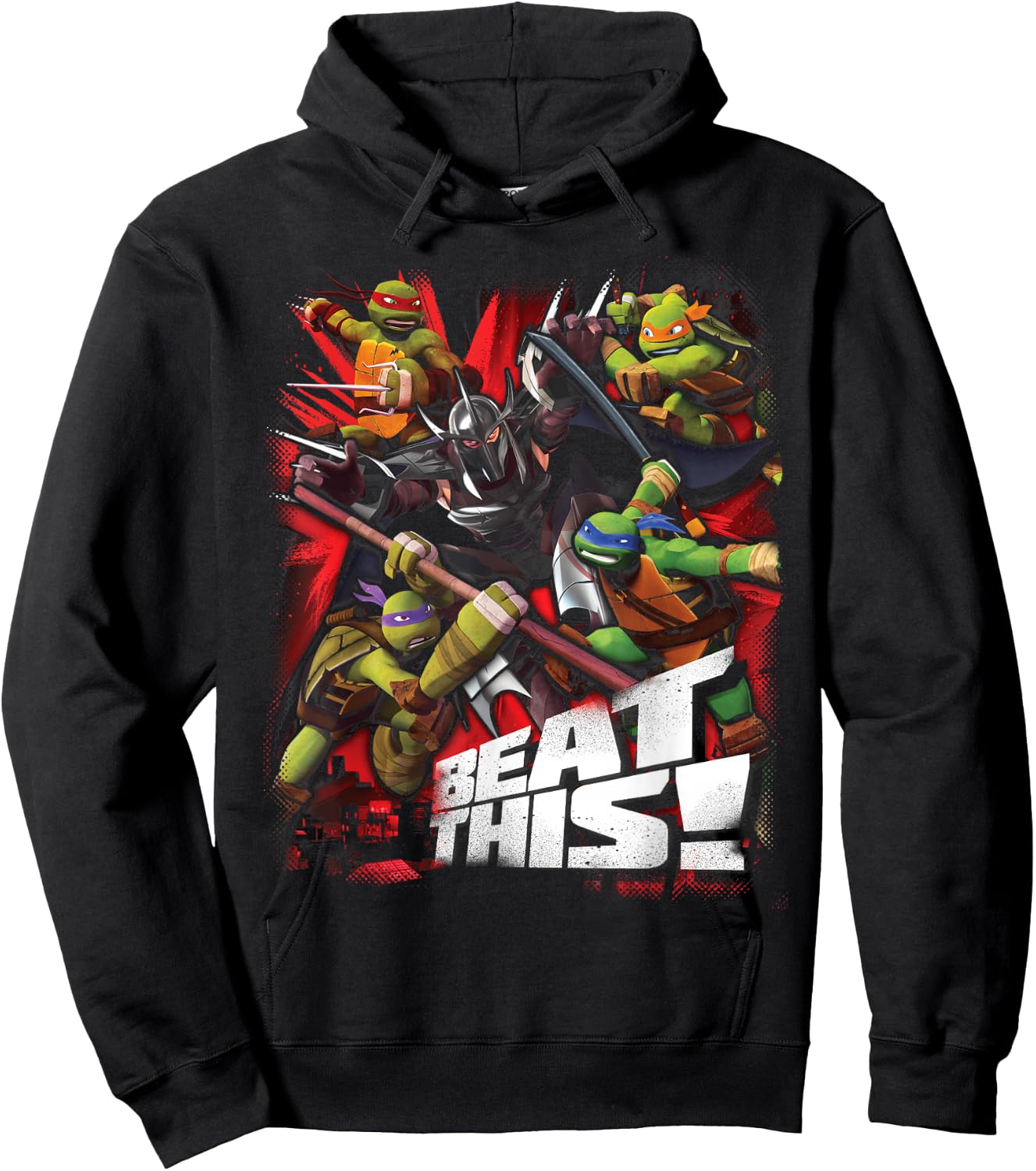 TMNT Beat This Group Fight Shot Hoodie - Hoodie | Black