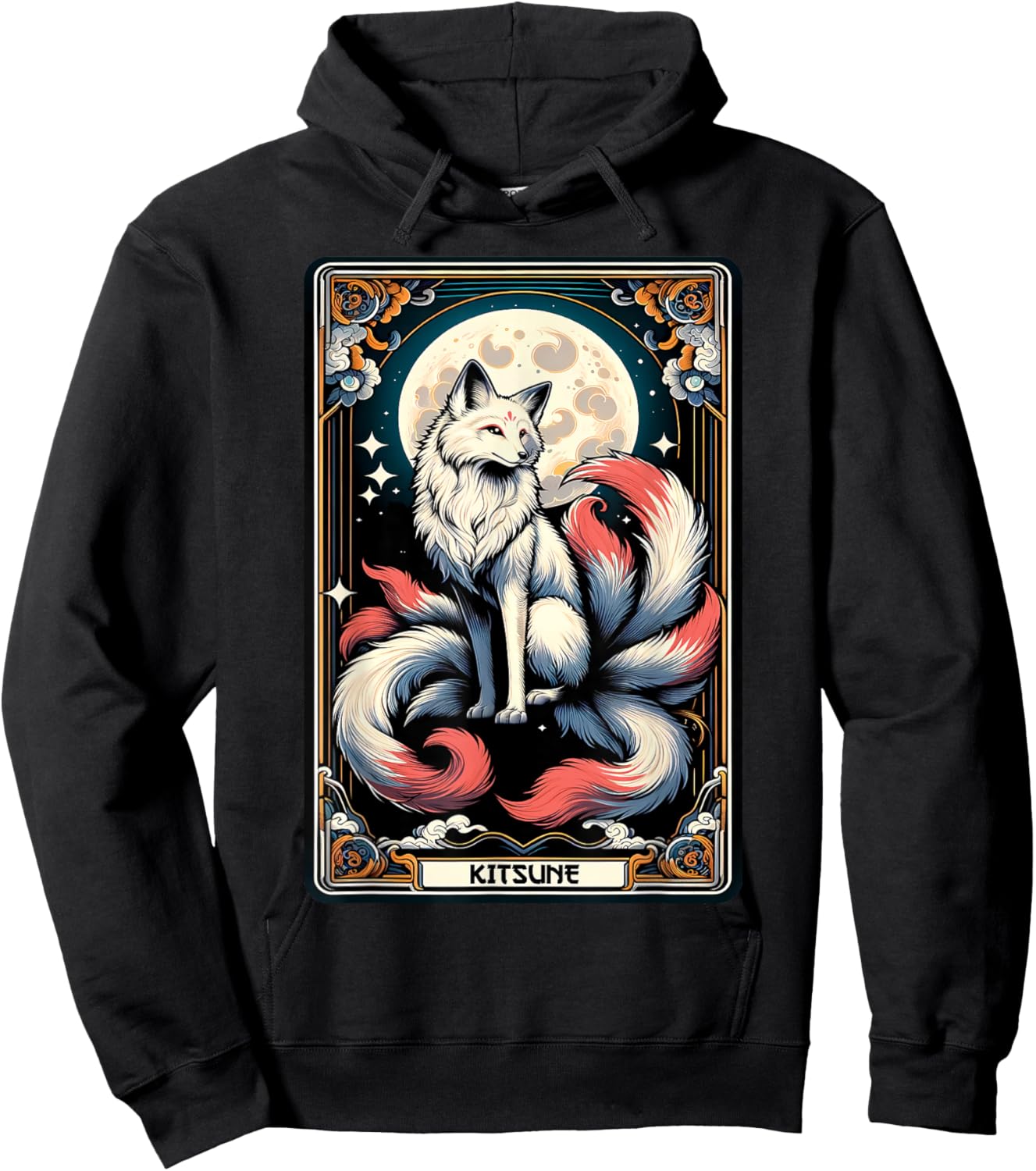 Japanese Kitsune Fox Nine Tailed Fox Tarot Card Anime Hoodie - Hoodie | Black