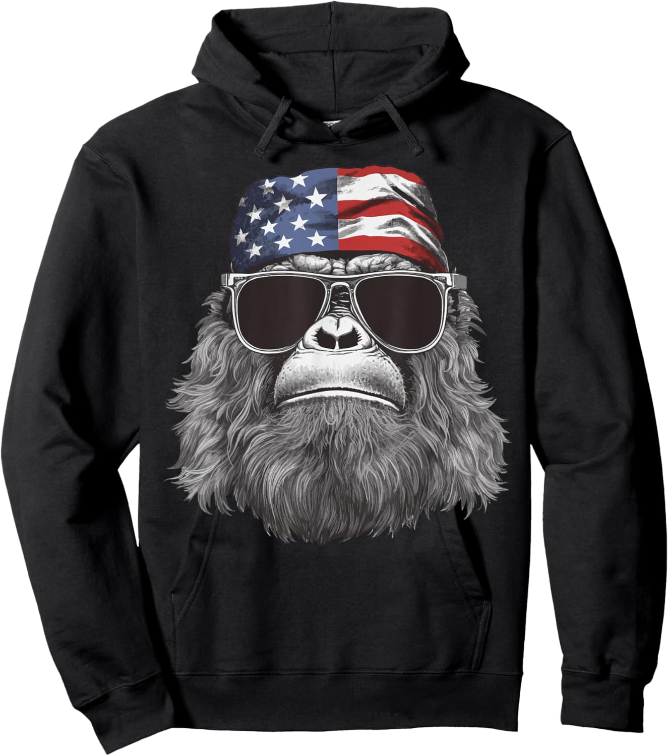 Bigfoot 4th of July American USA Flag Patriotic Kids Hoodie - Hoodie | Black