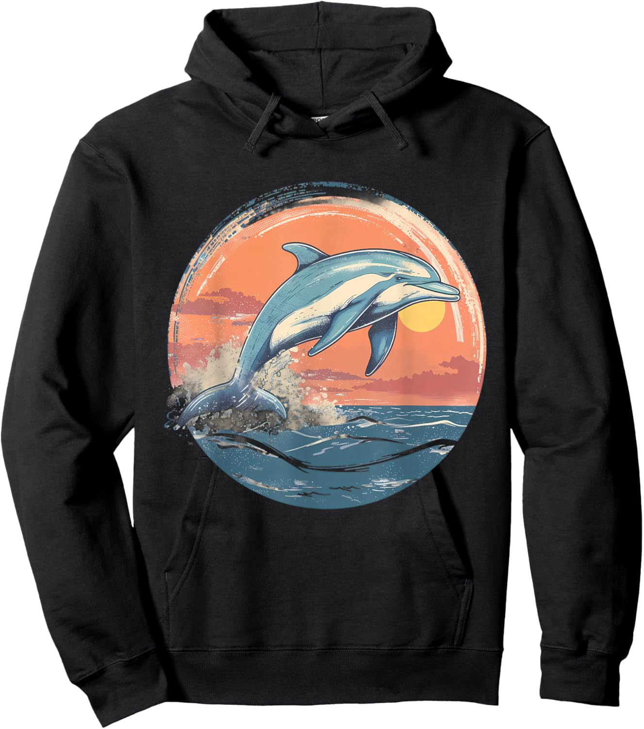 Dolphin Sunset Ocean Sea Dolphin Sea Ocean Animal Lover Hoodie - Hoodie | Black