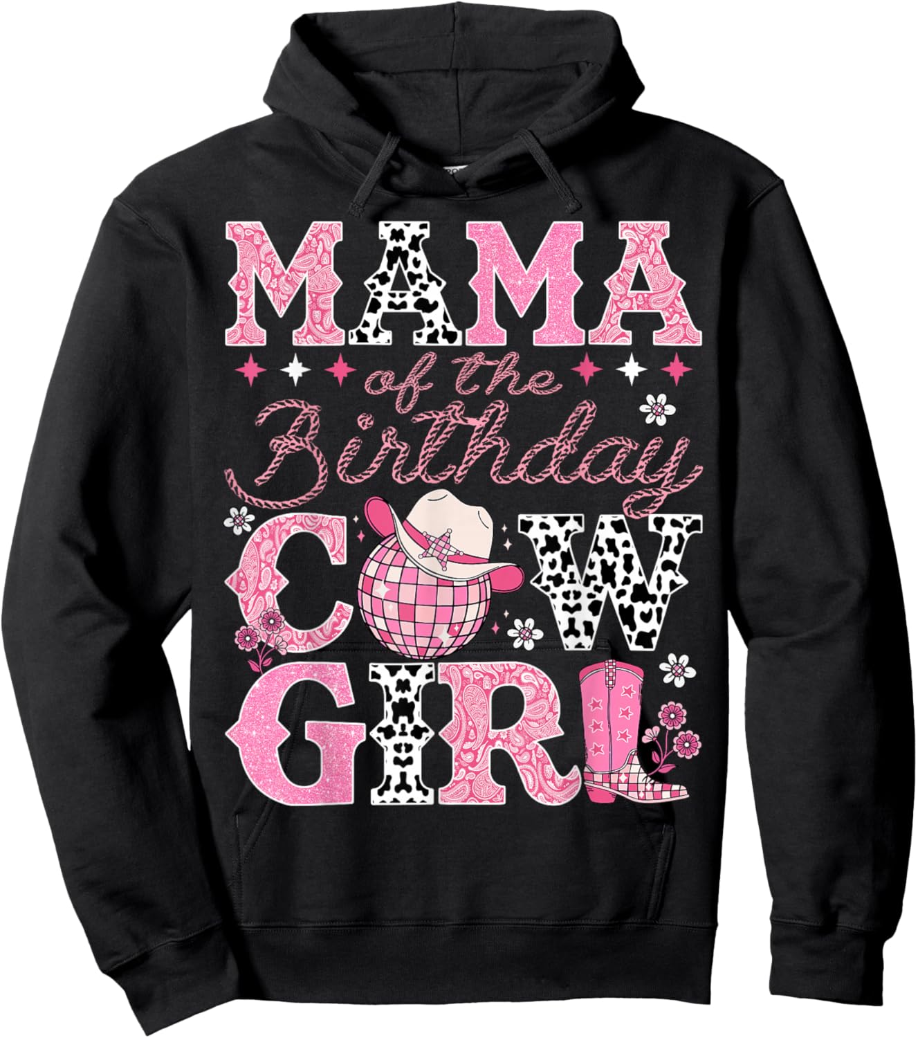 Mama Of The Birthday CowGirl Rodeo Mama Bday Party Hoodie - Hoodie | Black