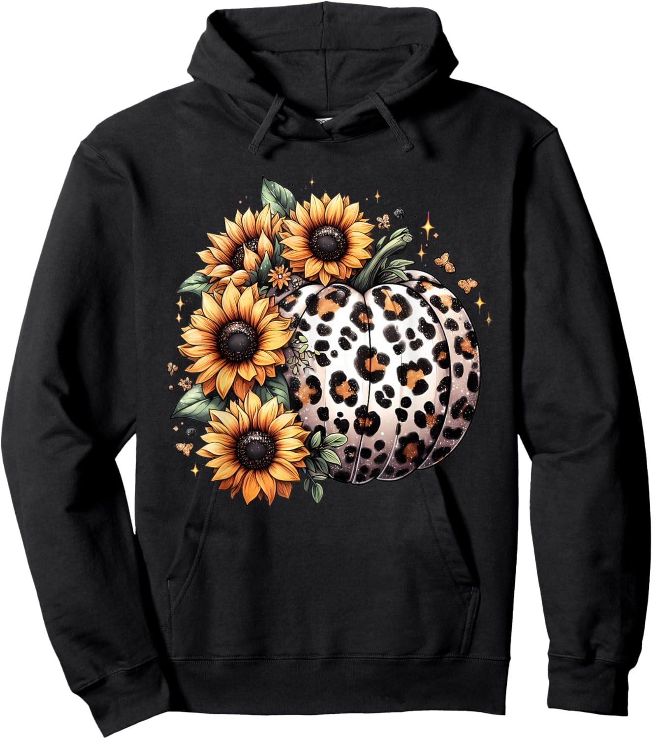 Pumpkin Leopard Sunflower Fall Lover Autumn Hoodie - Hoodie | Black