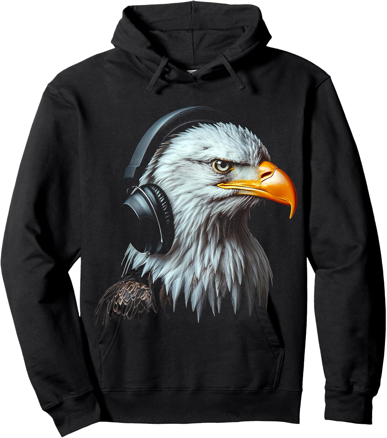 Eagle Bird Motif Animal Artwork Music Headphone Eagle Hoodie - Hoodie | Black