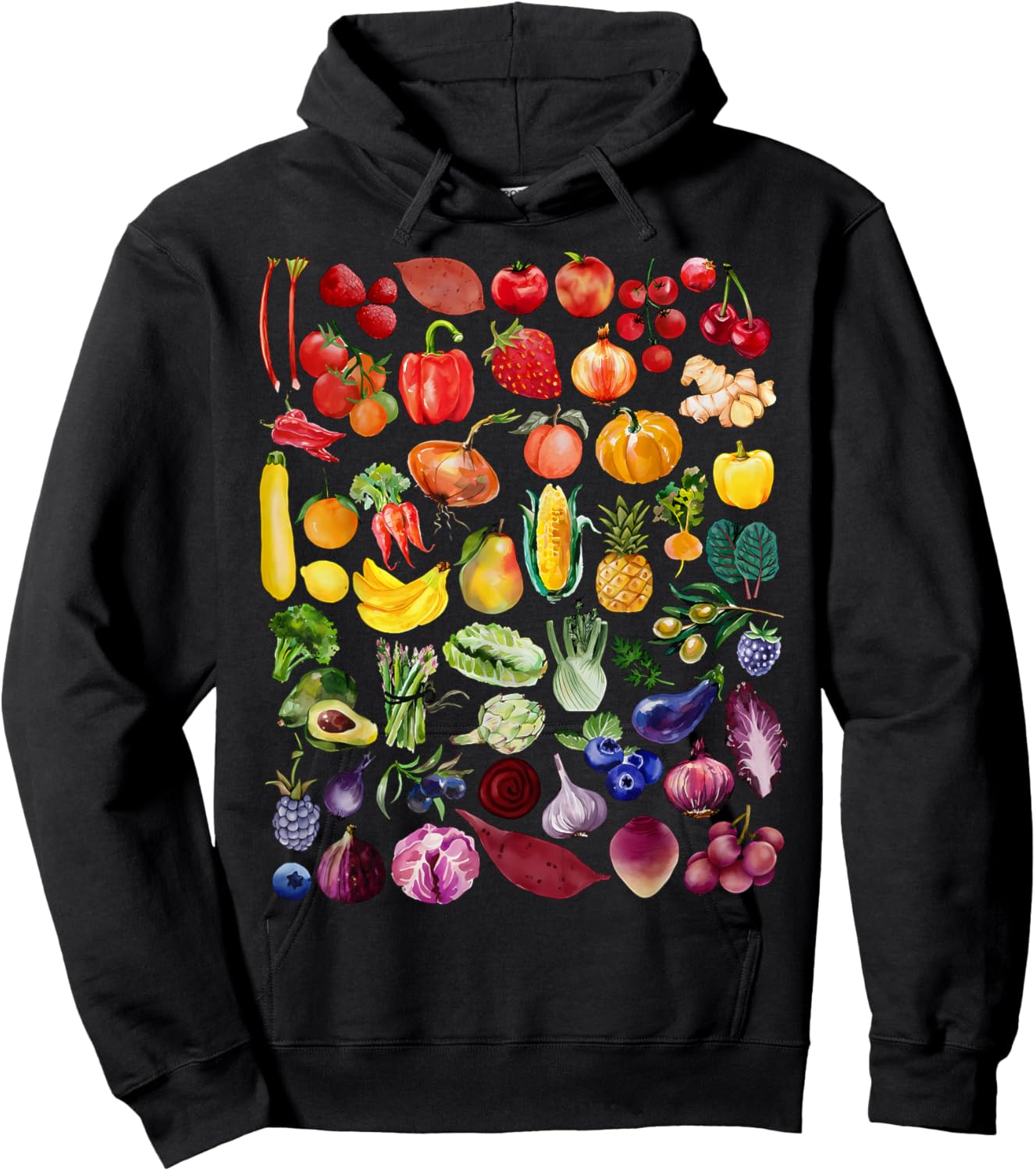 Rainbow Fruit And Vegetable Vegans Gardeners Vegetarian Day Hoodie - Hoodie | Black