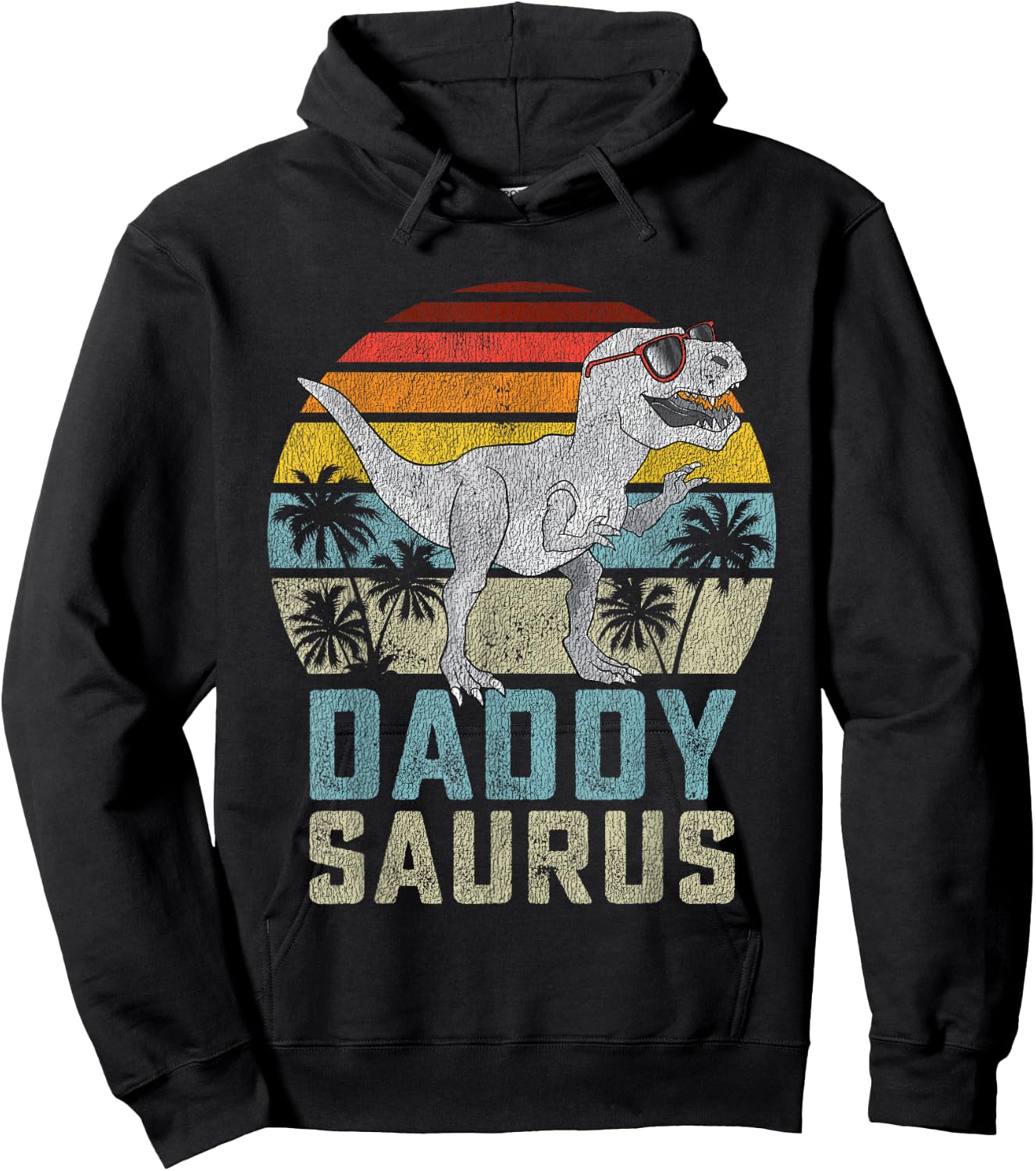 Daddysaurus T Rex Dinosaur Daddy Saurus Family Matching Hoodie - Hoodie | Black