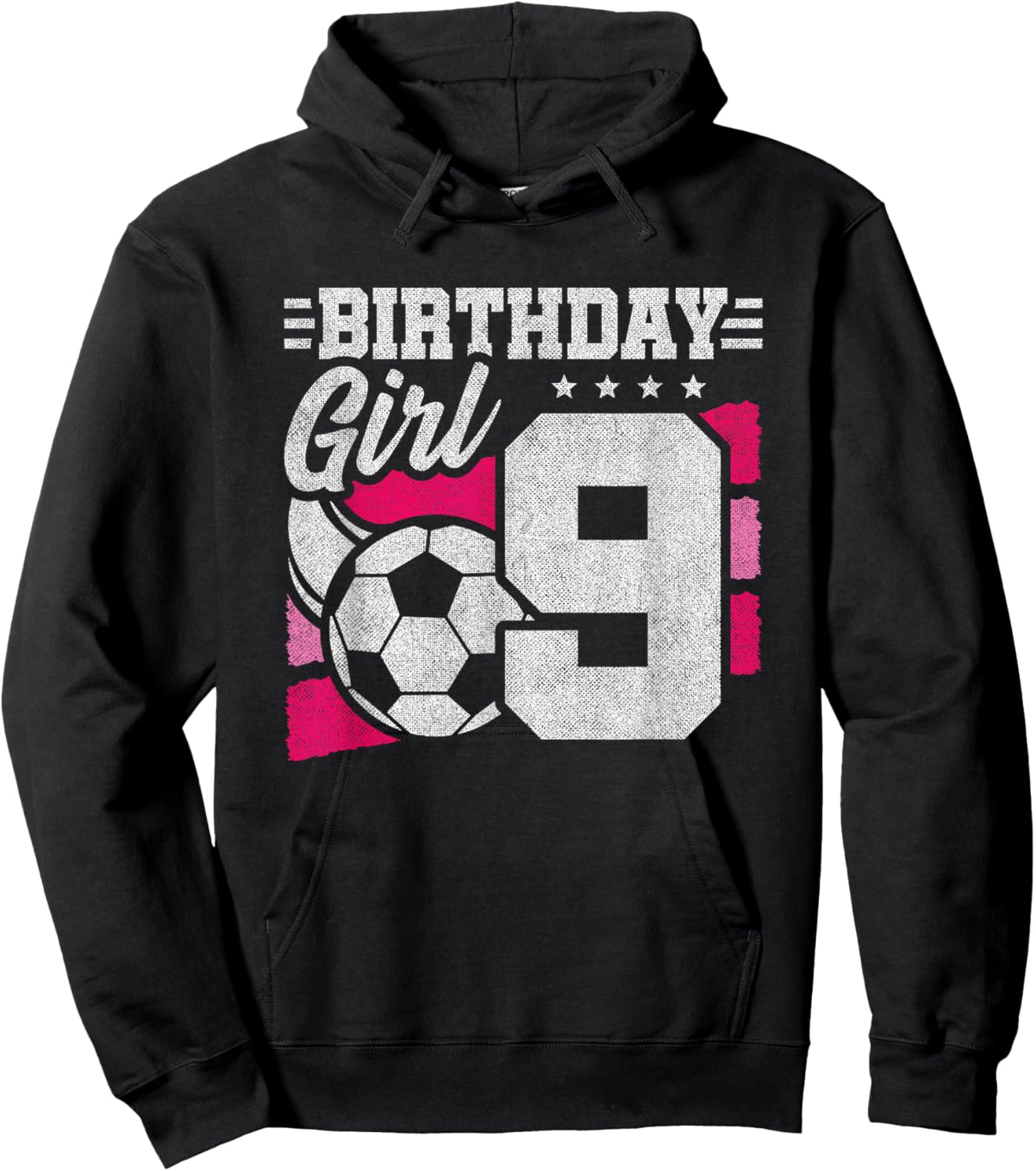 9 Year Old Soccer Birthday - Girls 9th Birthday Soccer Hoodie - Hoodie | Black