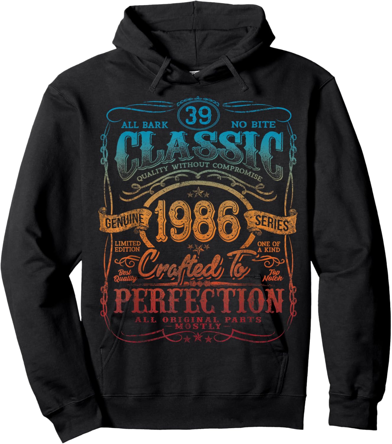 Vintage 1986 Limited Edition Shirt 39 year old 39th Birthday Hoodie - Hoodie | Black