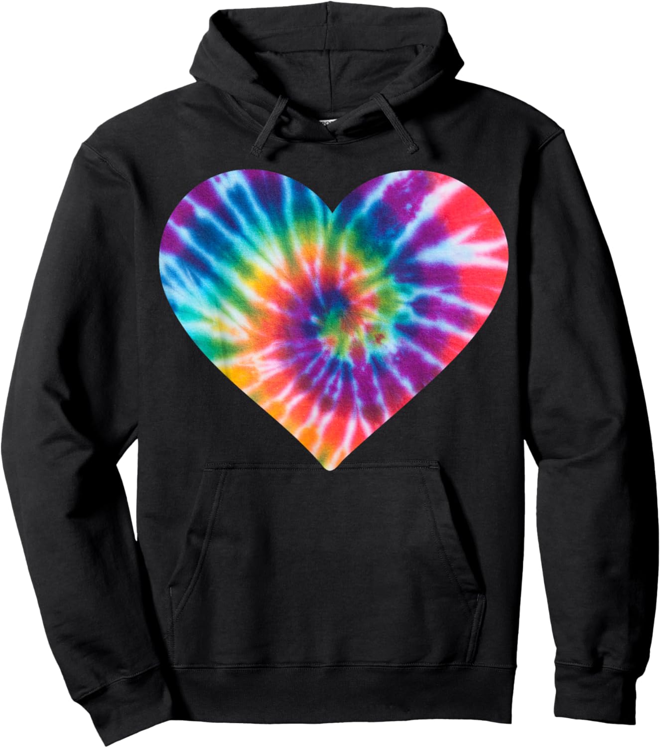 Colorful Heart Tie Dye - Cute Rainbow Valentines Day Graphic Hoodie - Hoodie | Black