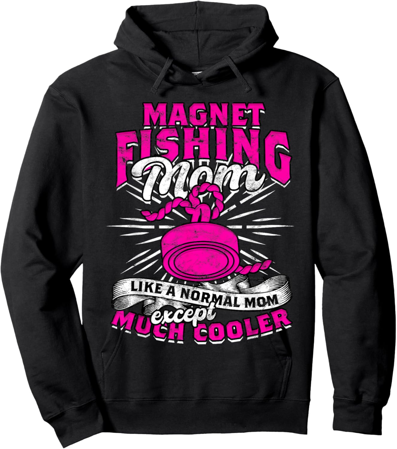 Magnet Fishing Magnetic Fishing Mom Magnet Fishing Hoodie - Hoodie | Black