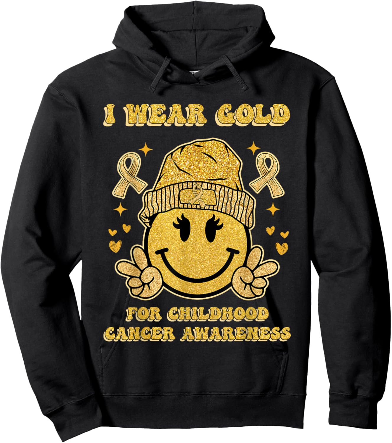 I Wear Gold Childhood Cancer Awareness Hoodie - Hoodie | Black