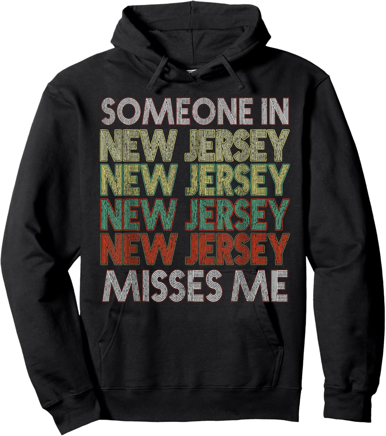 Someone In New Jersey Misses Me State Retro Vintage Hoodie - Hoodie | Black