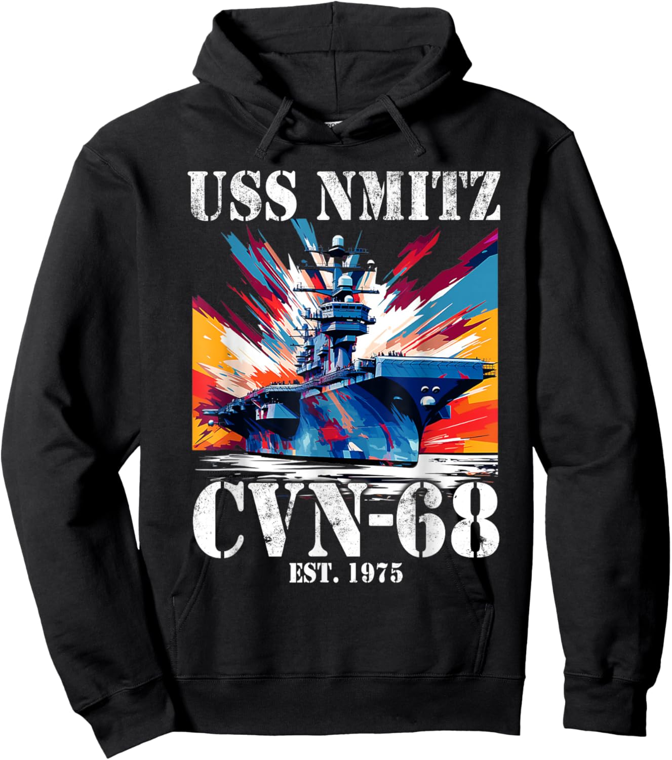 Flag Veterans Day USS Nimitz CVN-68 Aircraft Carrier Veteran Hoodie - Hoodie | Black