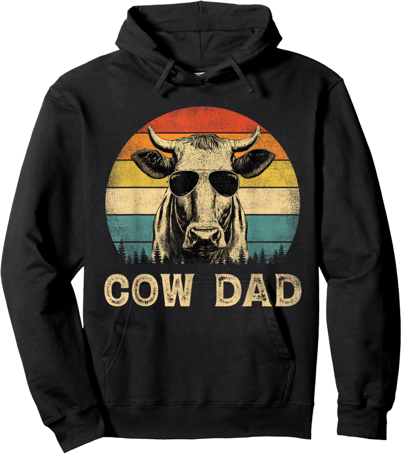 Vintage Cow Dad Cow Lovers Daddy Father's Day Hoodie - Hoodie | Black