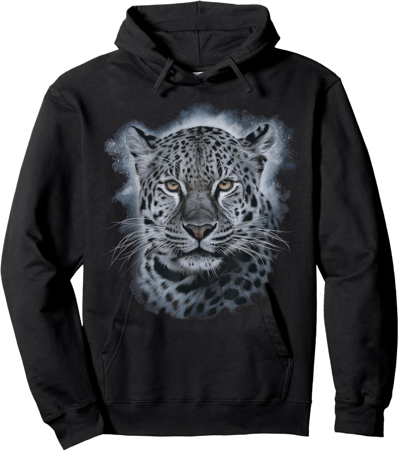Snow Leopard Face Hoodie - Hoodie | Black