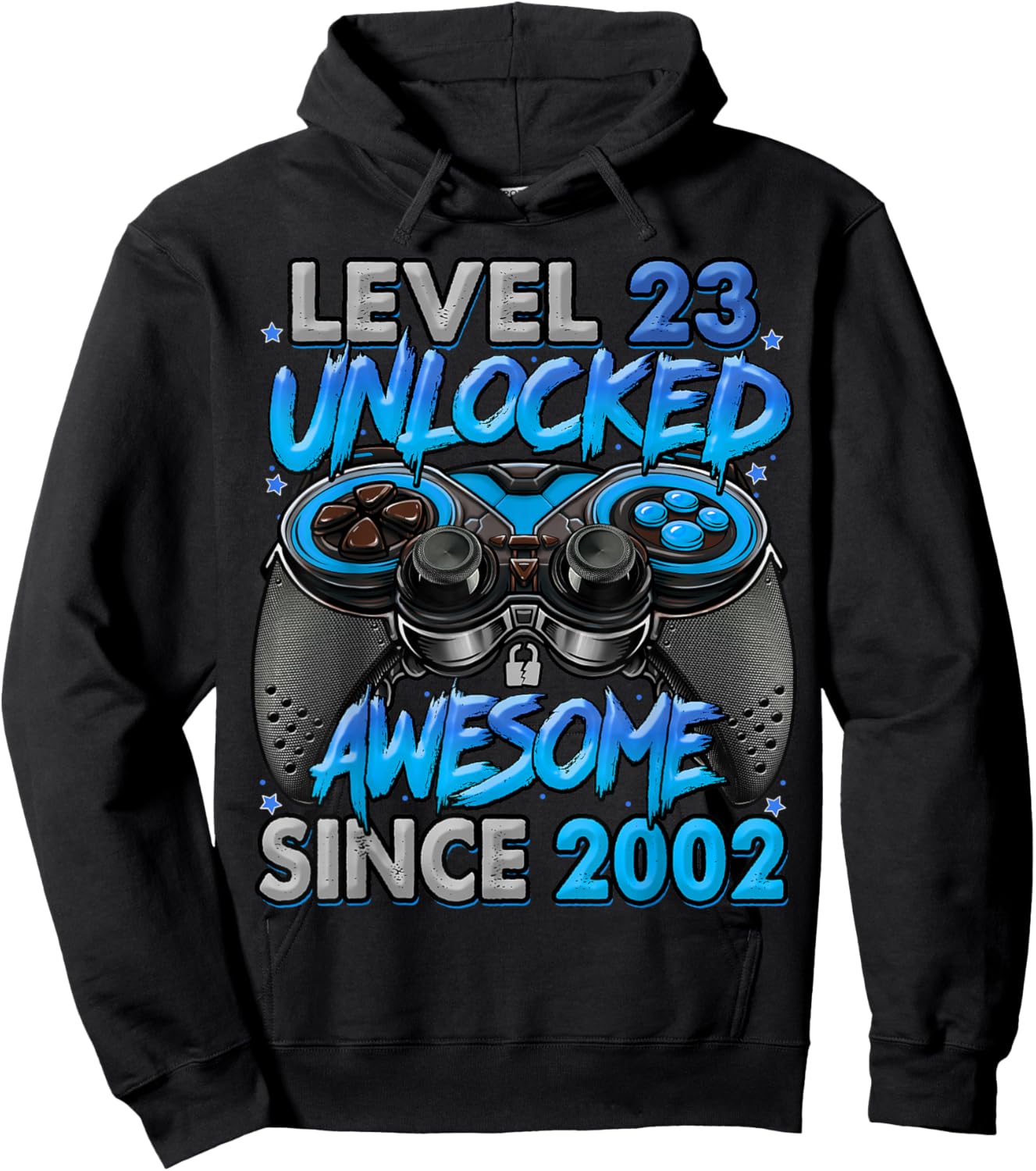 Level 23 Unlocked Awesome Since 2002 23rd Birthday Gaming Hoodie - Hoodie | Black