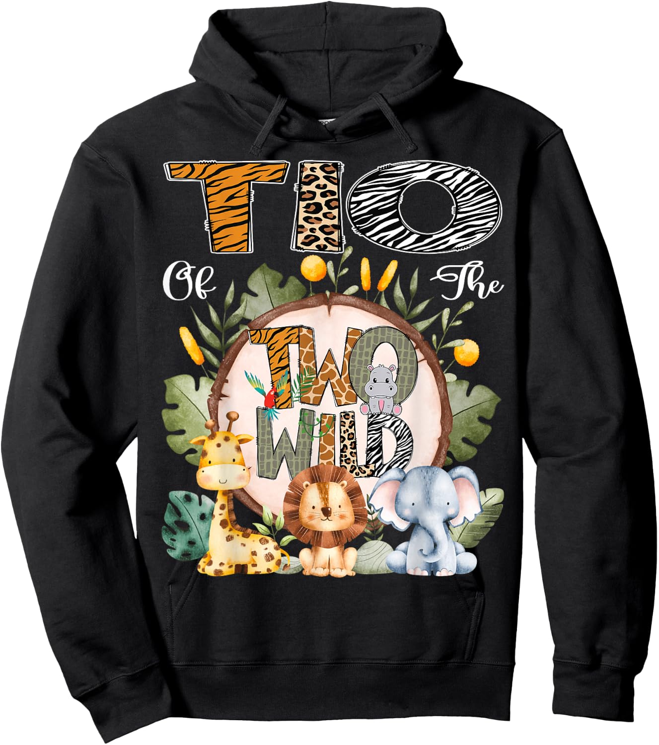 Tio Of The Two Wild Animal Safari 2Nd Birthday Party Hoodie - Hoodie | Black