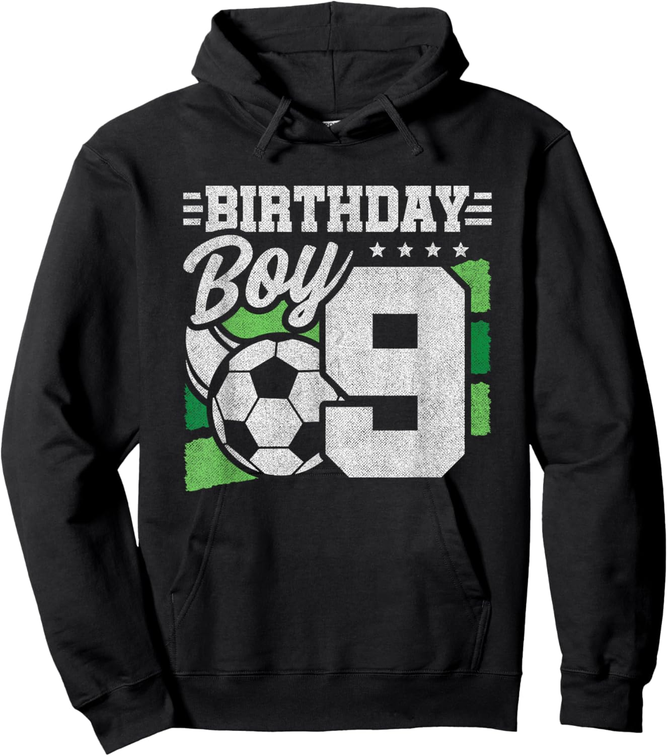9 Year Old Soccer Birthday - Boys 9th Birthday Soccer Hoodie - Hoodie | Black