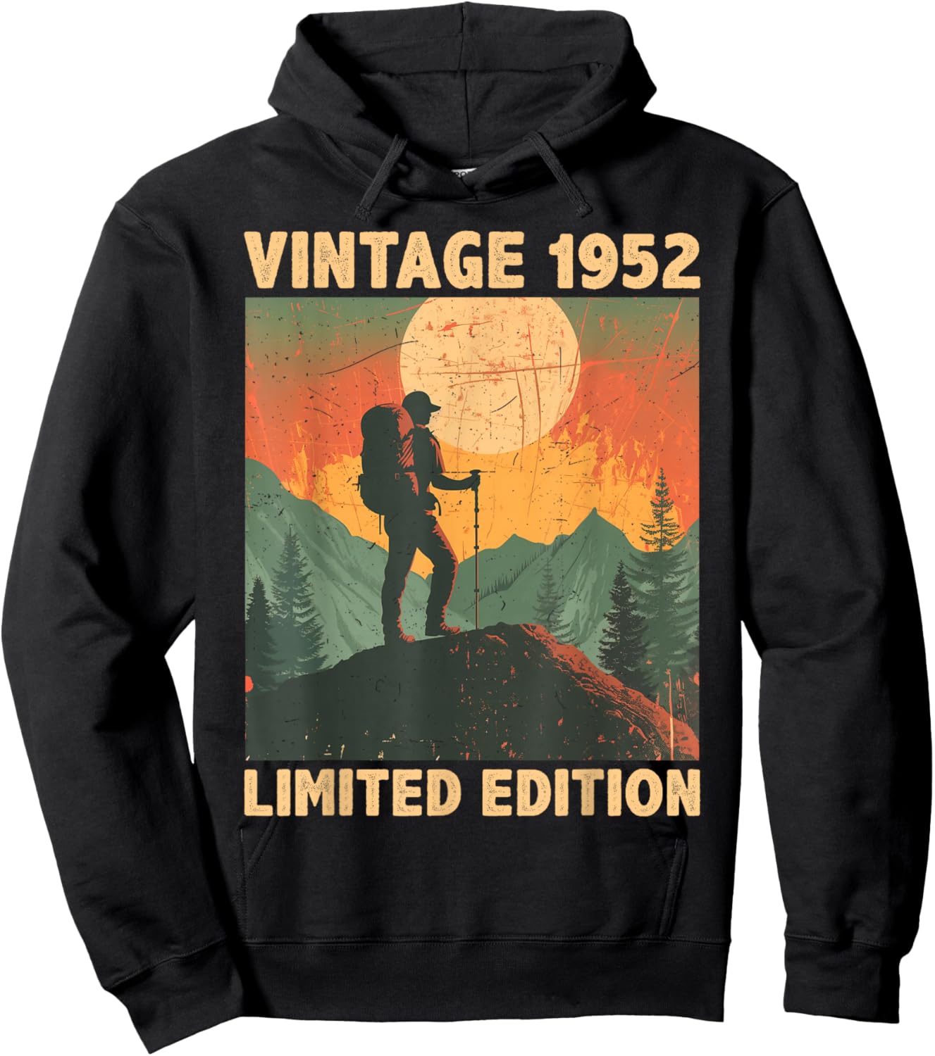 74 Years Old Gift Vintage 1952 Hiking Lover 74th Birthday Hoodie - Hoodie | Black