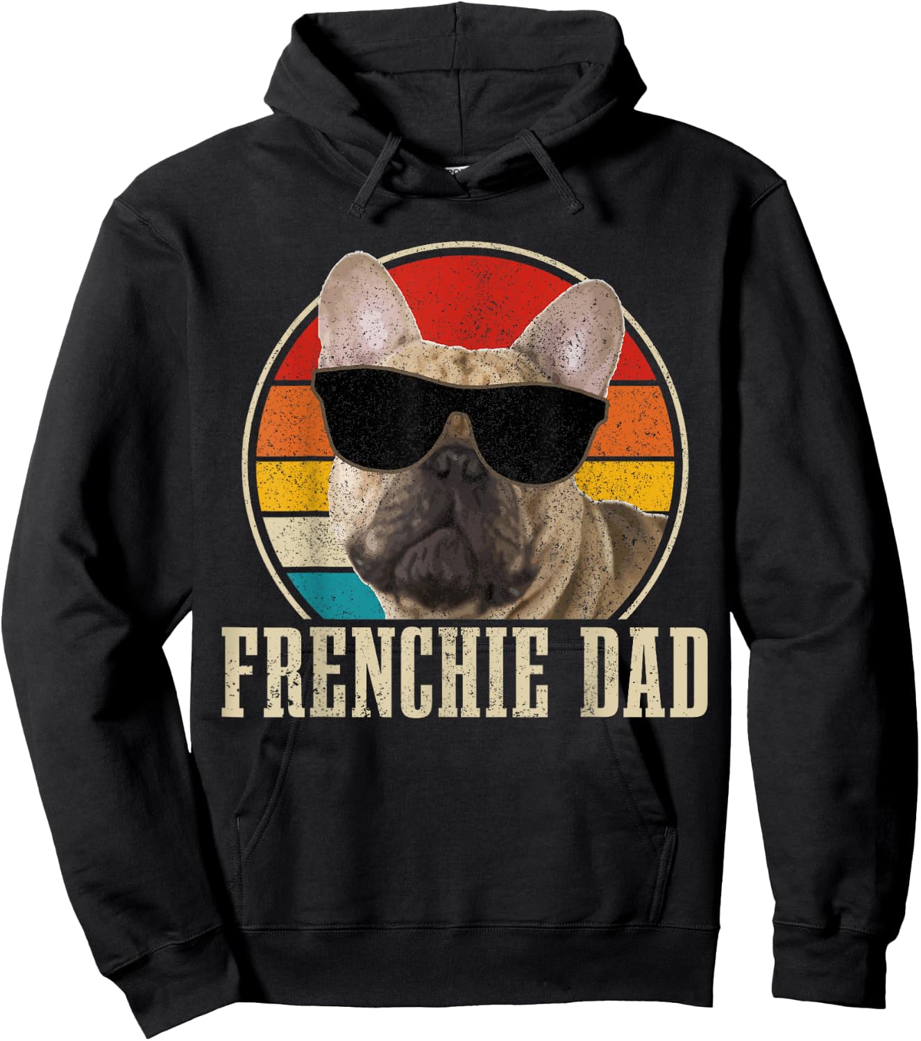 Frenchie Dad French Bulldog Vintage Funny Dog Hoodie - Hoodie | Black