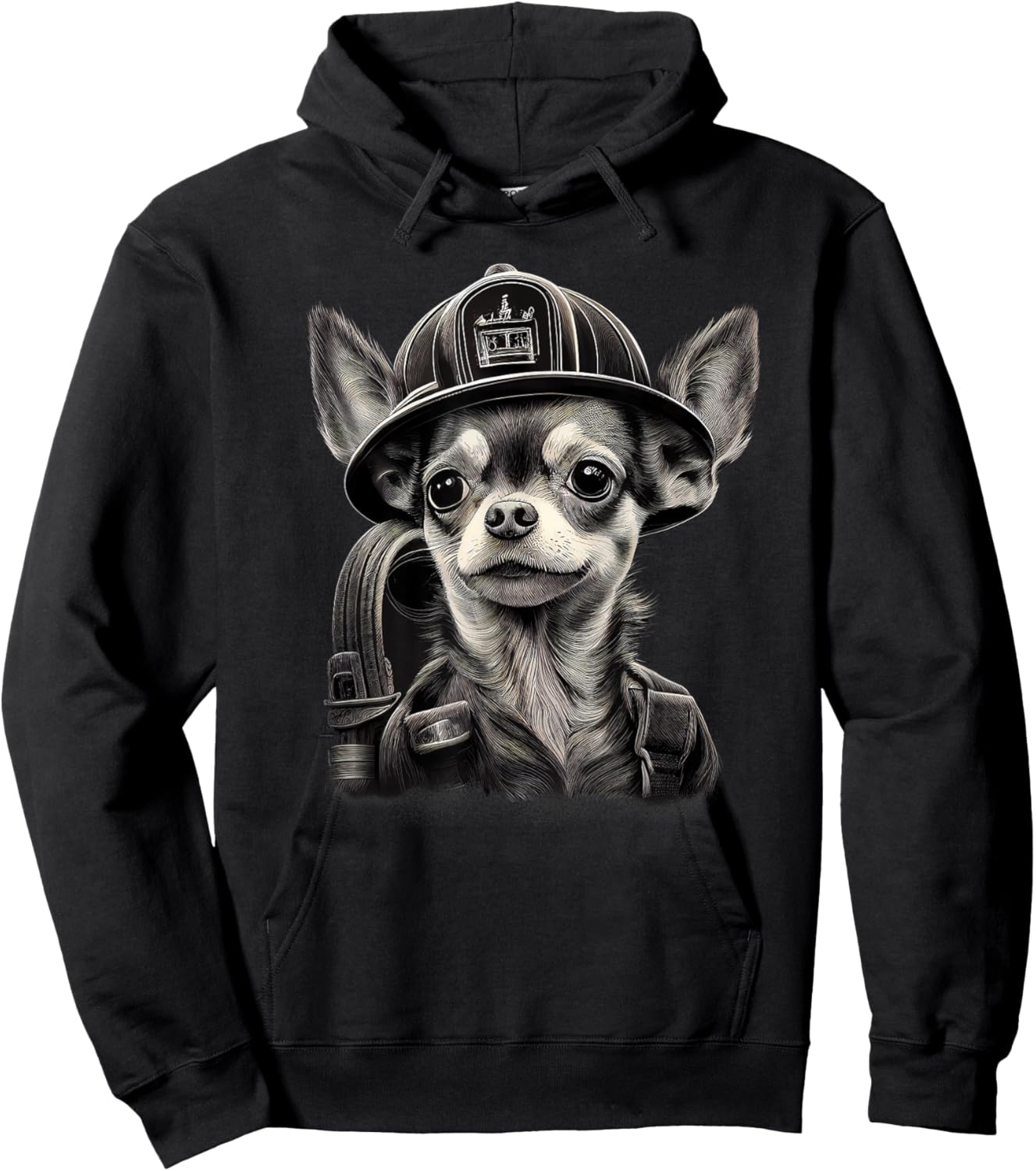 Chihuahua - Firefighter Fireman Cool Dog Men Hat Fire Hoodie - Hoodie | Black