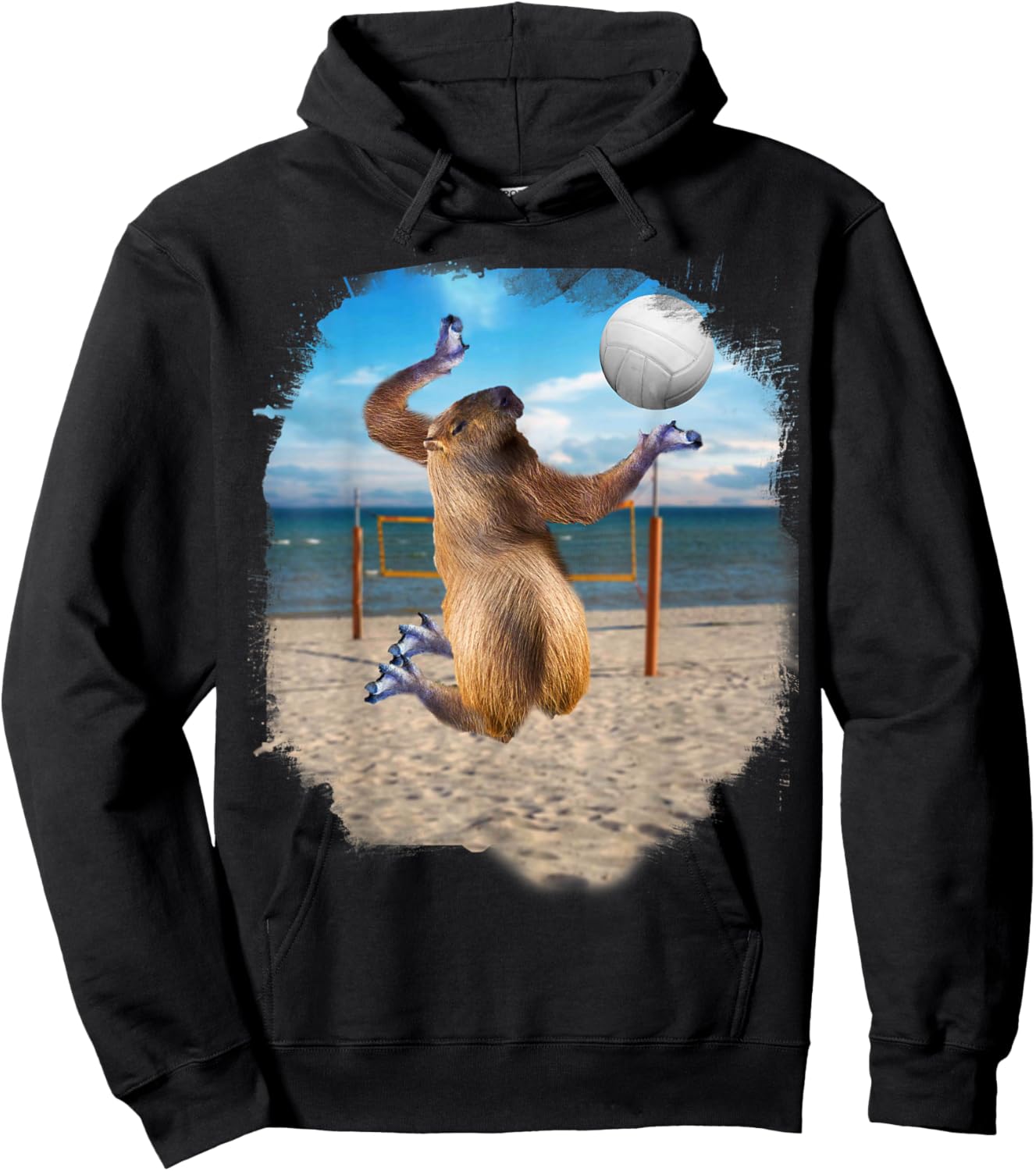Capybara Playing Beach Volleyball Hoodie - Hoodie | Black