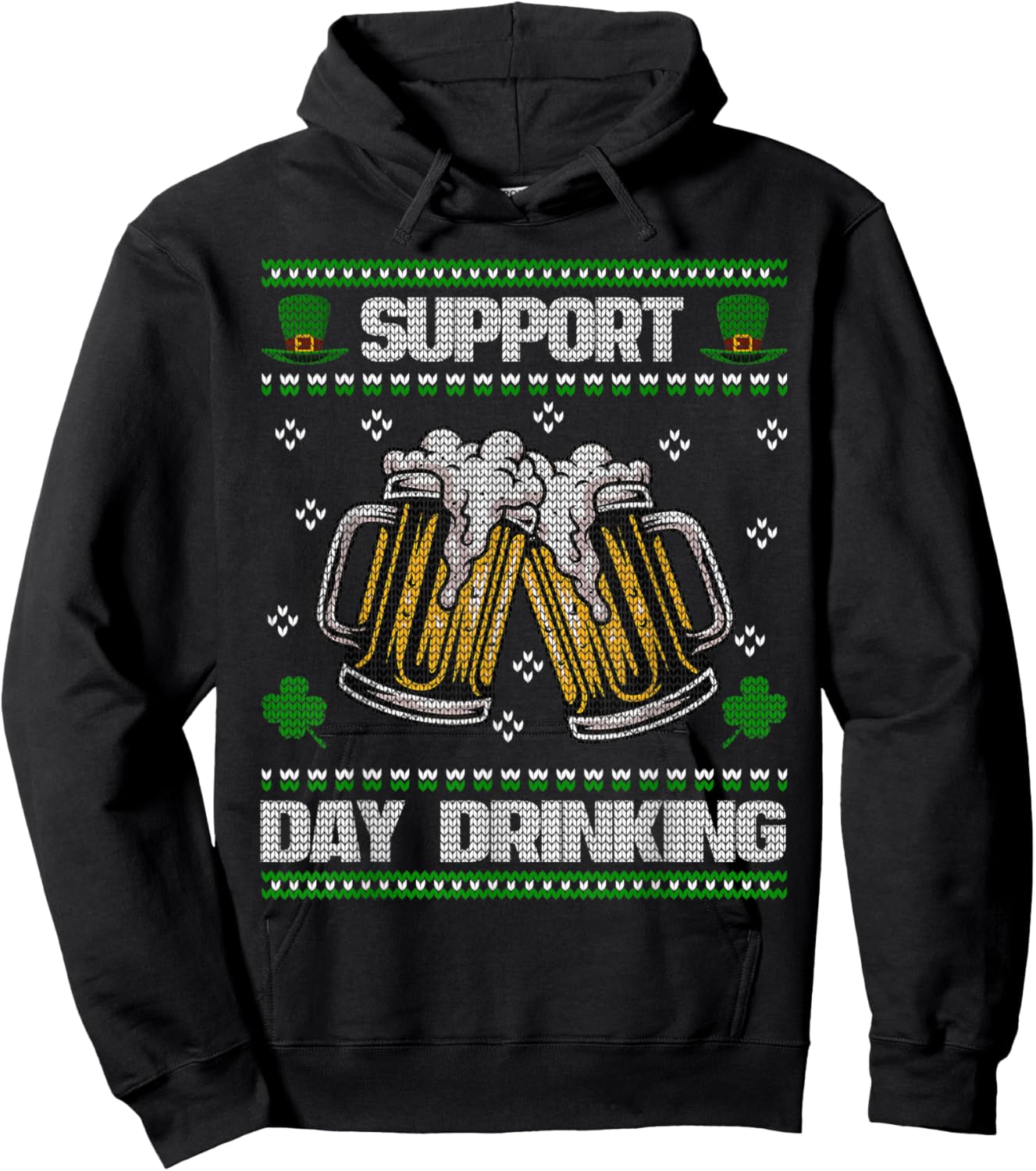 Support Day Drinking Ugly St. Patricks Day Funny Beer Hoodie - Hoodie | Black