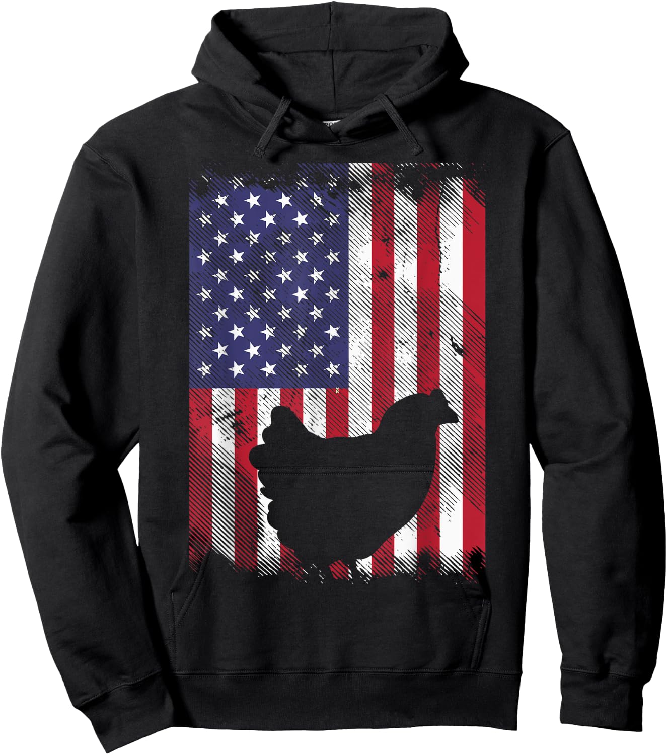 US Flag Chicken Vintage Farming Animal Patriotic Farmer Gift Hoodie - Hoodie | Black