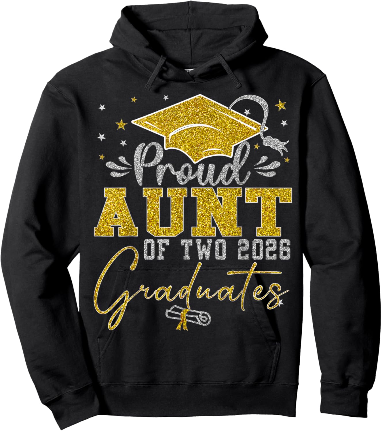 Proud Aunt of Two 2026 Graduates Twins Graduation Hoodie - Hoodie | Black