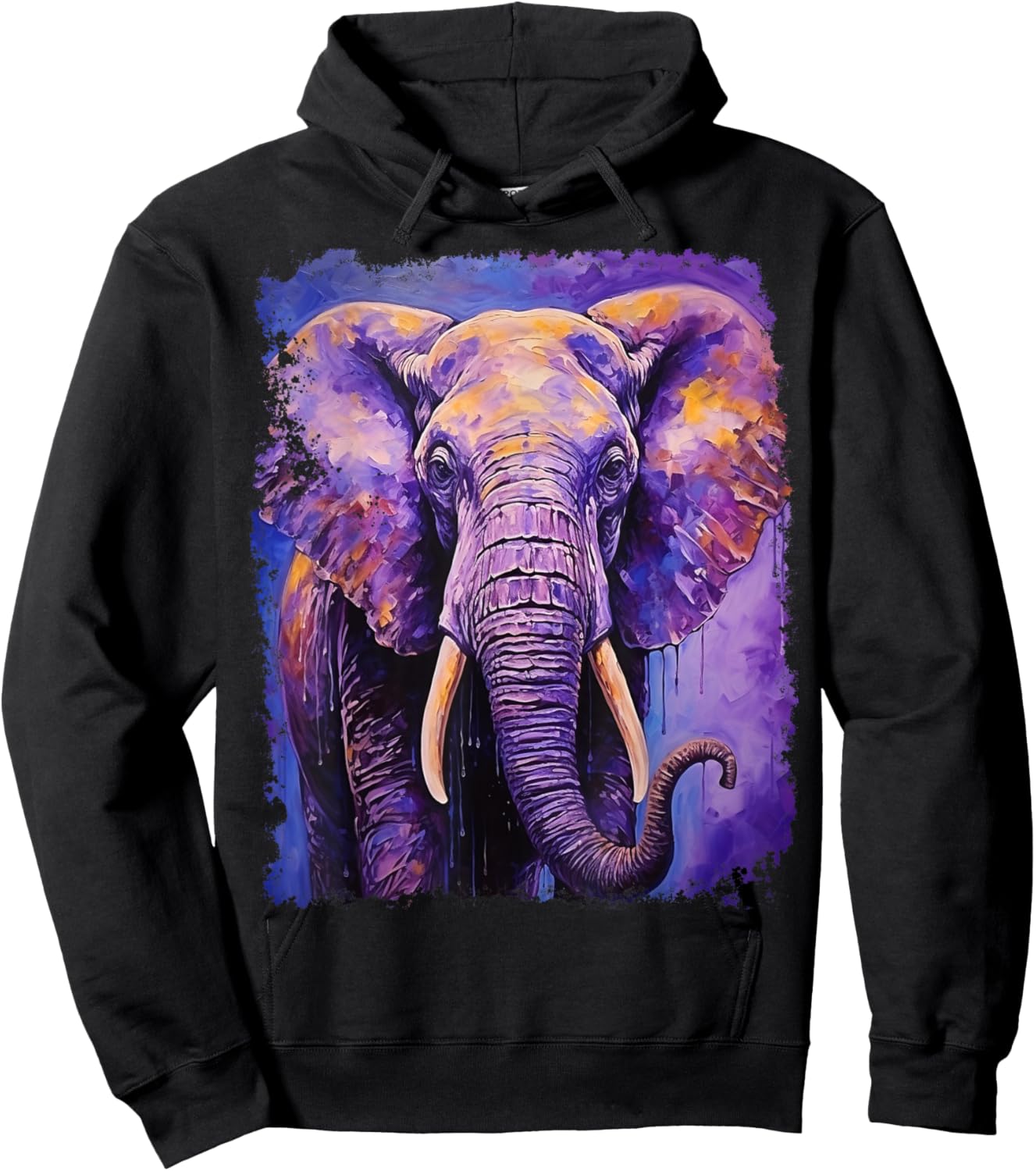 Pop Art Colorful Elephant Purple Hoodie - Hoodie | Black