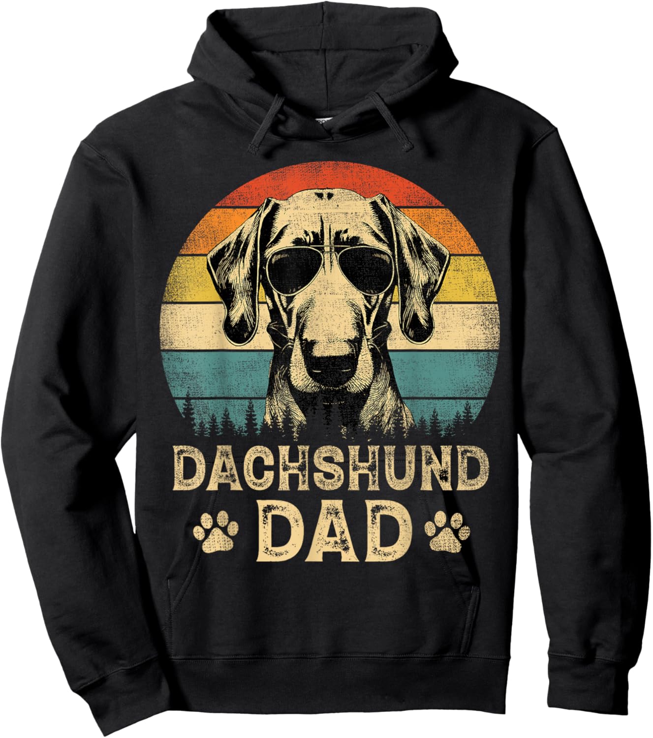 Vintage Dachshund Dad Dog Lovers Father's Day Men Women Hoodie - Hoodie | Black