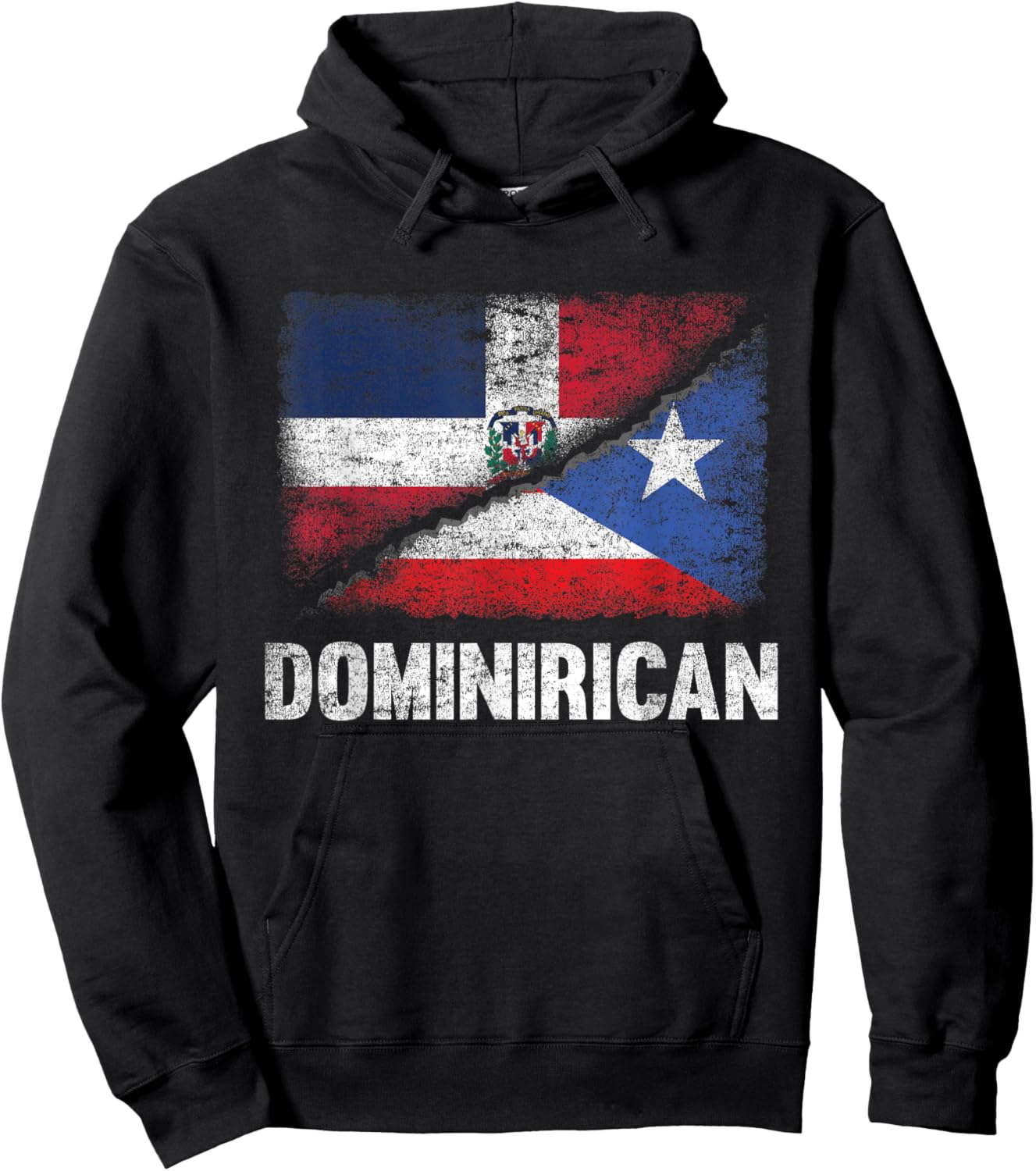 Half Dominican Half Puerto Rican Flag Dominirican Hoodie - Hoodie | Black
