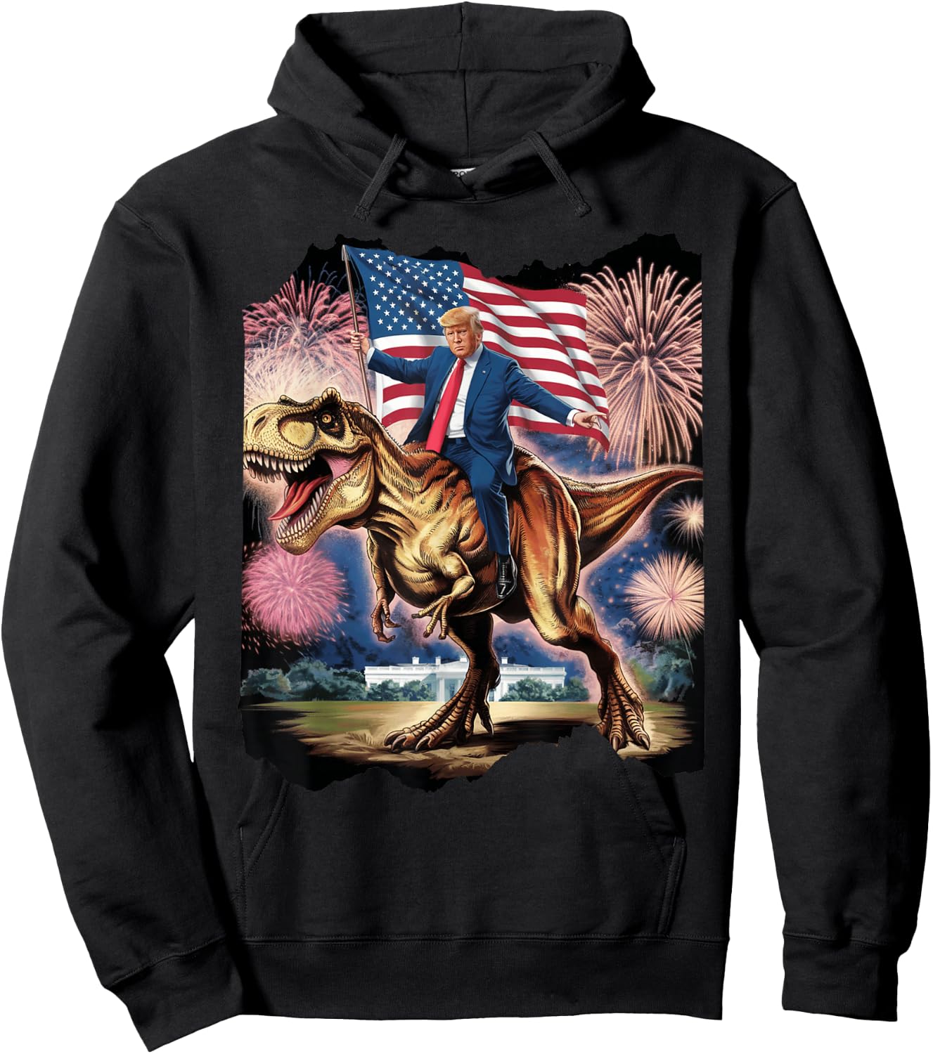 Donald Trump T Rex Dinosaur White House US America President Hoodie - Hoodie | Black