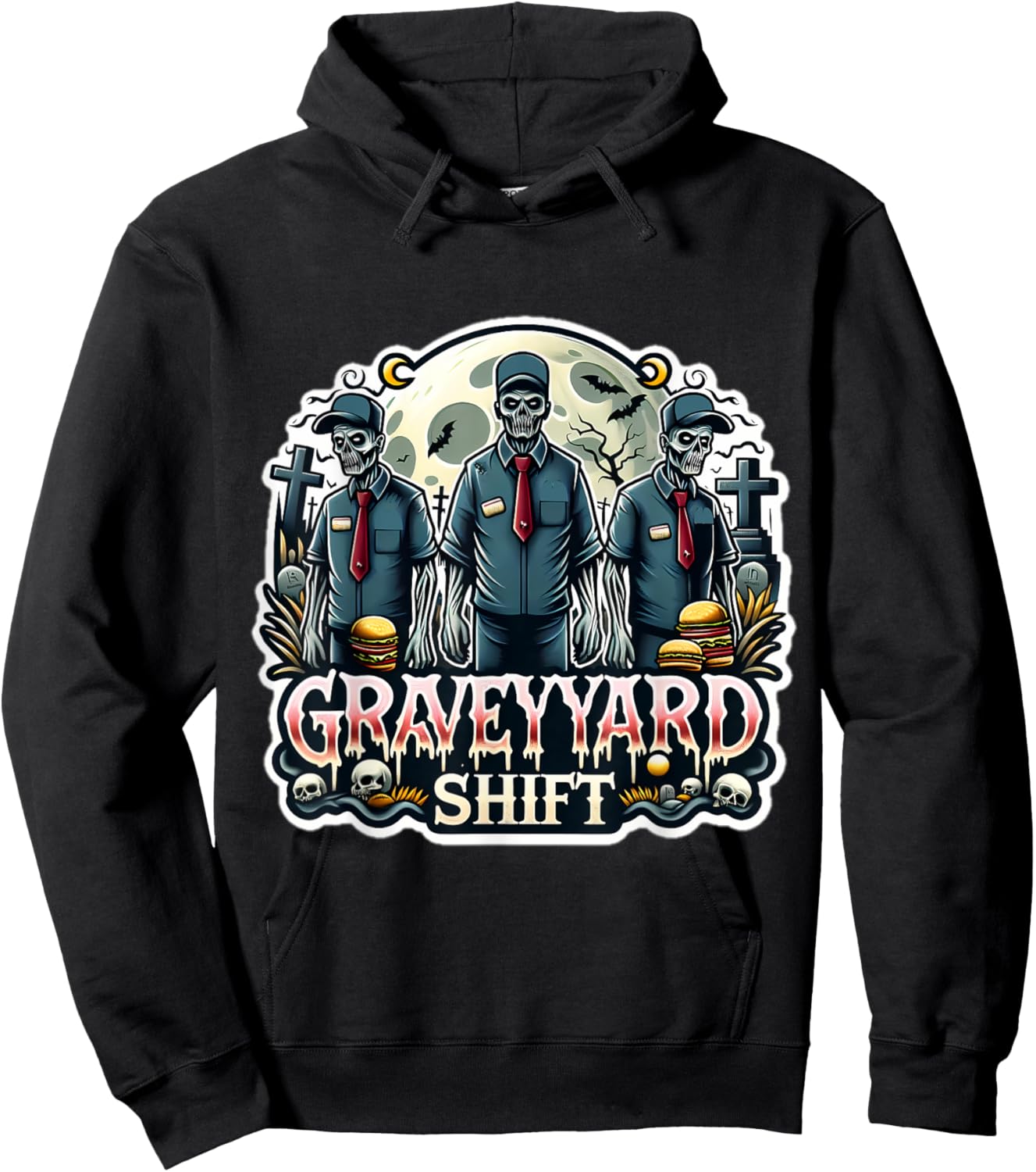 Grave yard Shift Zombie Costume Funny 2024 Halloween Hoodie - Hoodie | Black