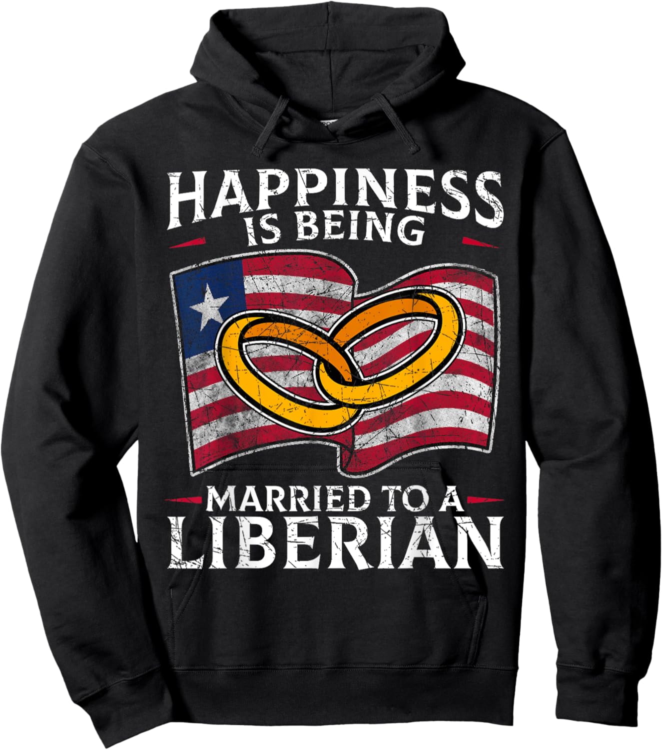 Liberian Marriage Liberia Married Wedding Heritage Flag Hoodie - Hoodie | Black