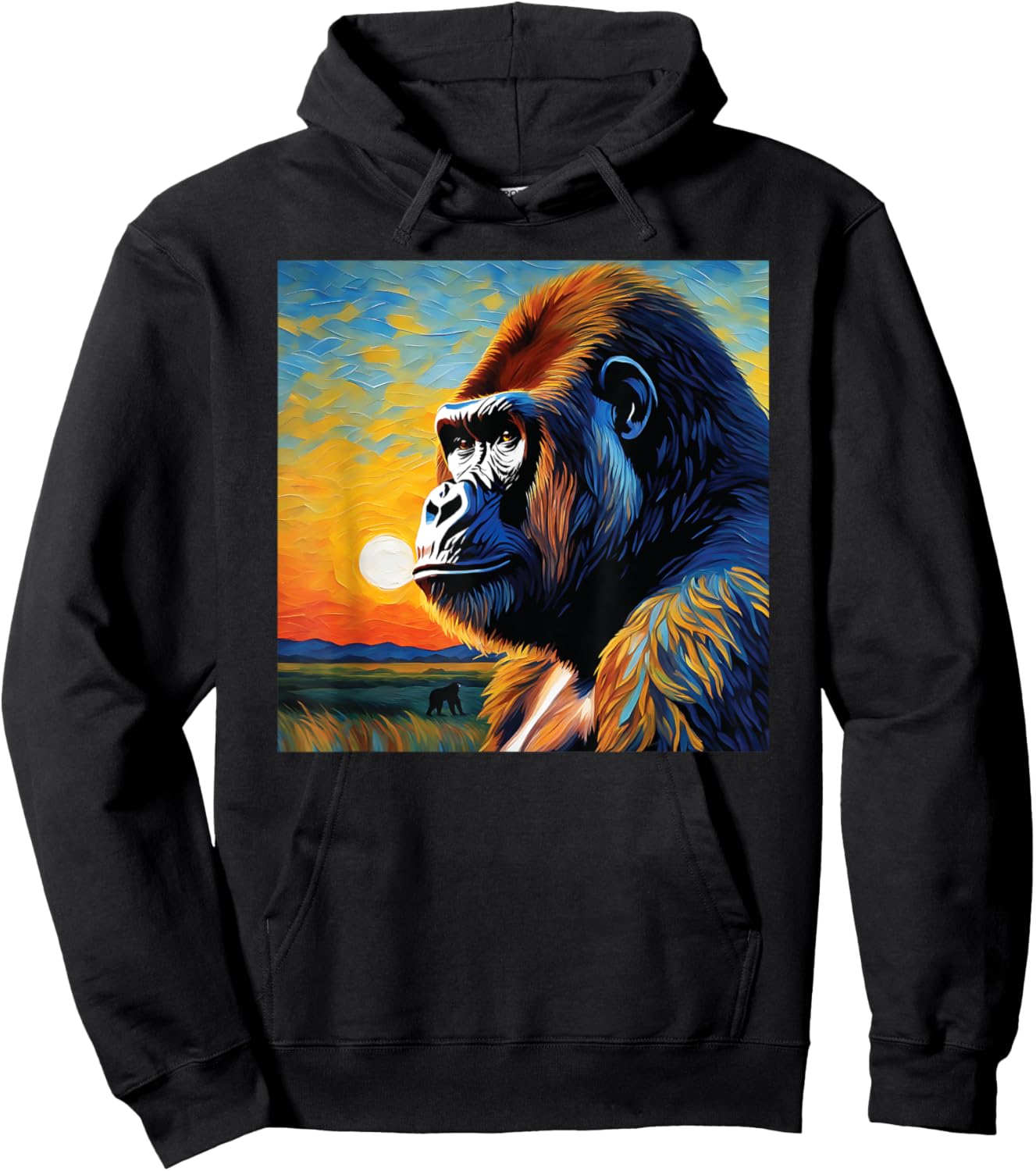 Gorilla head painting Art face for lover Silverback animal Hoodie - Hoodie | Black