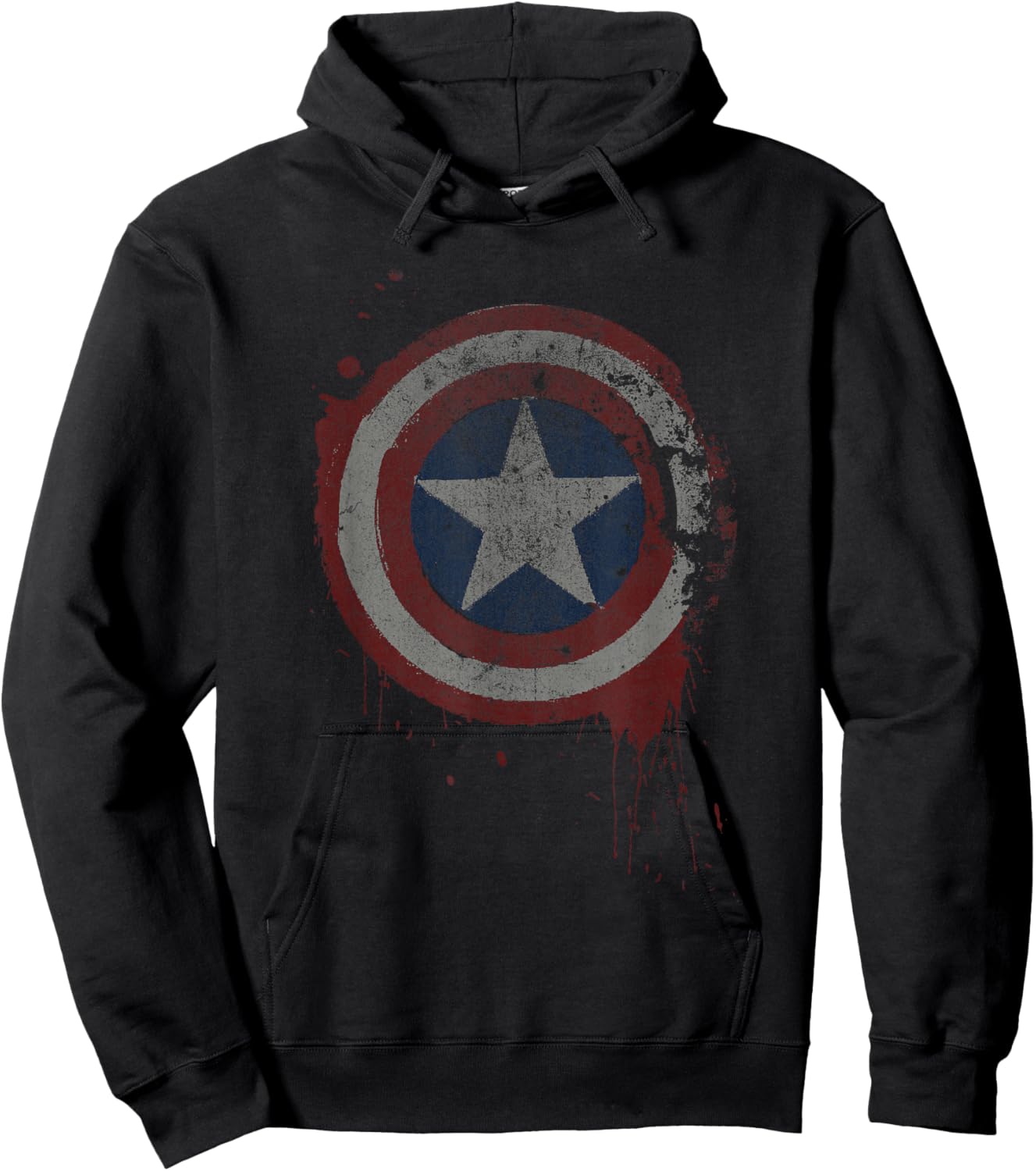 Marvel Comics Classic Distressed Drip Captain America Shield Hoodie - Hoodie | Black