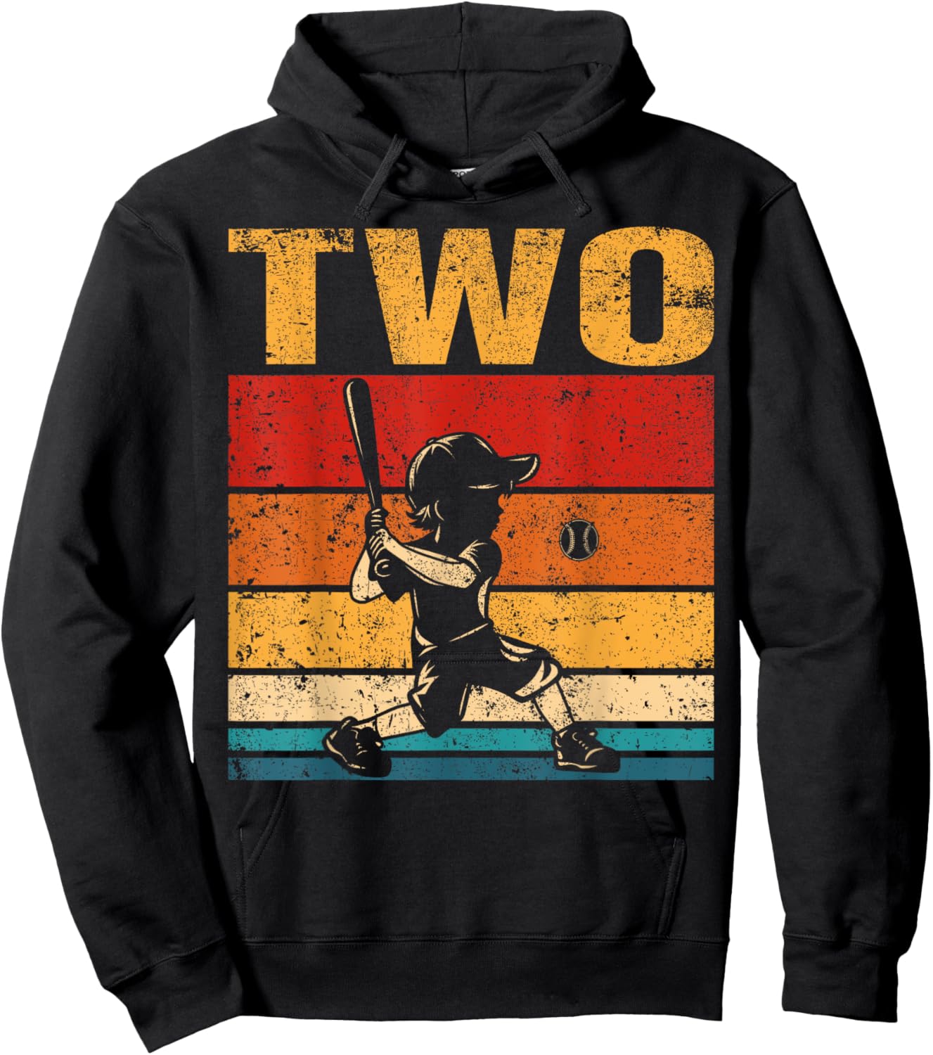 2 Year Old Baseball Boy Birthday Vintage 2nd Birthday Boy Hoodie - Hoodie | Black